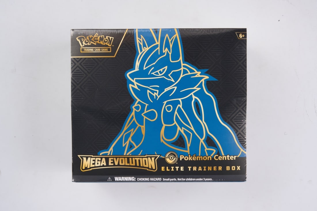 Pokemon Center Mega Evolution Lucario Elite Trainer Box - Sealed: This lot contains a factory sealed Mega Evolution Lucario Pokemon Center ETB. The product comes with extar booster packs and a stamped promo. This item is perfectly sealed with no tears in the wrappin