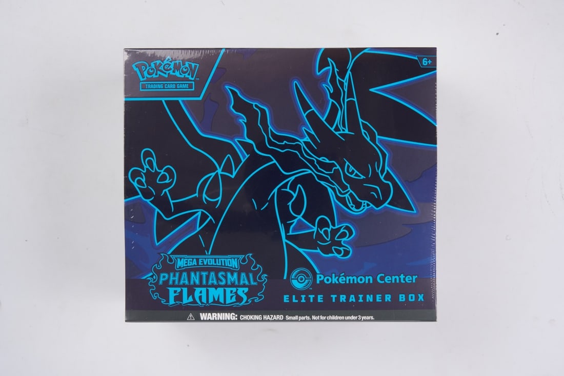 Pokemon Center Phantasmal Flames Elite Trainer Box - sealed: This lot contains a factory sealed Phantasmal Flames Pokemon Center ETB. The product comes with extra booster packs and a stamped promo. This item is perfectly sealed with no tears in the wrapping and