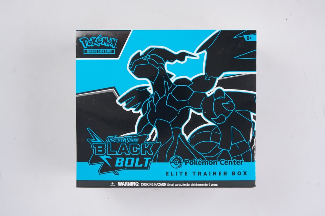Pokemon Center Black Bolt Elite Trainer Box - Sealed: This lot contains a factory sealed Black Bolt Pokemon Center ETB. The product comes with extra booster packs and a stamped promo. This item is perfectly sealed with no tears in the wrapping and overal