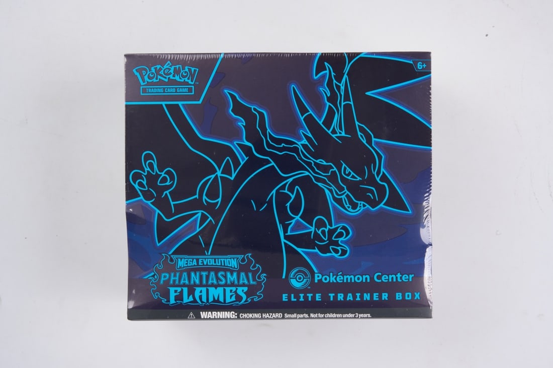 Pokemon Center Phantasmal Flames Elite Trainer Box - sealed: This lot contains a factory sealed Phantasmal Flames Pokemon Center ETB. The product comes with extra booster packs and a stamped promo. This item is perfectly sealed with no tears in the wrapping but