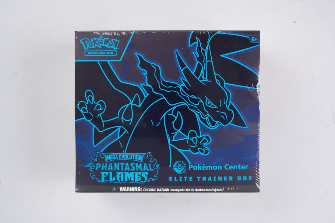 Pokemon Center Phantasmal Flames Elite Trainer Box - sealed: This lot contains a factory sealed Phantasmal Flames Pokemon Center ETB. The product comes with extra booster packs and a stamped promo. This item is perfectly sealed with no tears in the wrapping wit