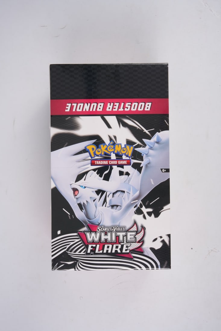 Pokemon TCG White Flare Booster Bundle Case - Factory Sealed: This lot features an entire sealed White Flare booster bundle display case. The case is factory sealed and contains 10 individual black bolt booster bundles, each with 6 sealed booster packs inside. T