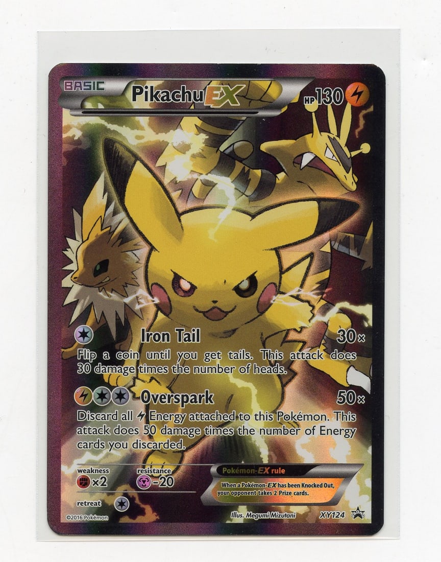 Pikachu EX #XY124 Black Star Promo - (LP): The Pikachu EX #XY124 Promo, in LP condition. Notable border wear/whitening is present, in addition to some surface marks.