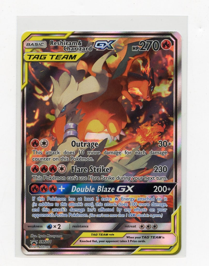 Reshiram & Zekrom GX Tag Team #SM201 Promo - (NM): Reshiram & Zekrom GX Tag Team #SM201 Promo, in Near Mint condition.