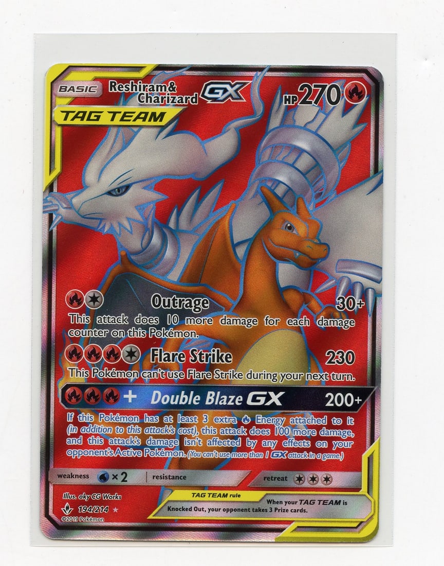Reshiram & Zekrom GX Tag Team #194 Unbroken Bonds - (NM): Reshiram & Zekrom GX Tag Team #194 from Unbroken Bonds, in Near Mint condition.