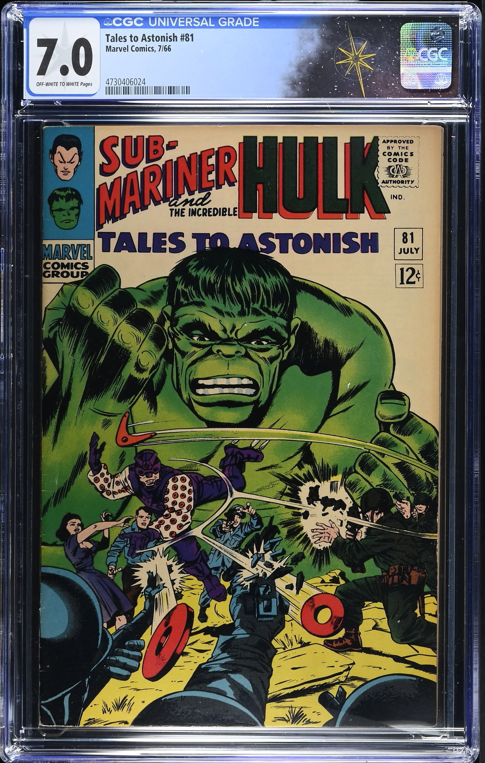 Tales to Astonish #81 CGC 7.0 1st Appearance of Boomerang (Fred Myers) (Marvel Comics, 1966): Tales to Astonish #81 CGC 7.0 1st Appearance of Boomerang (Fred Myers) (Marvel Comics, 1966).Cover by Jack Kirby and Bill Everett. ?When a Monarch Goes Mad!?, script by Stan Lee, art by Gene Colan and