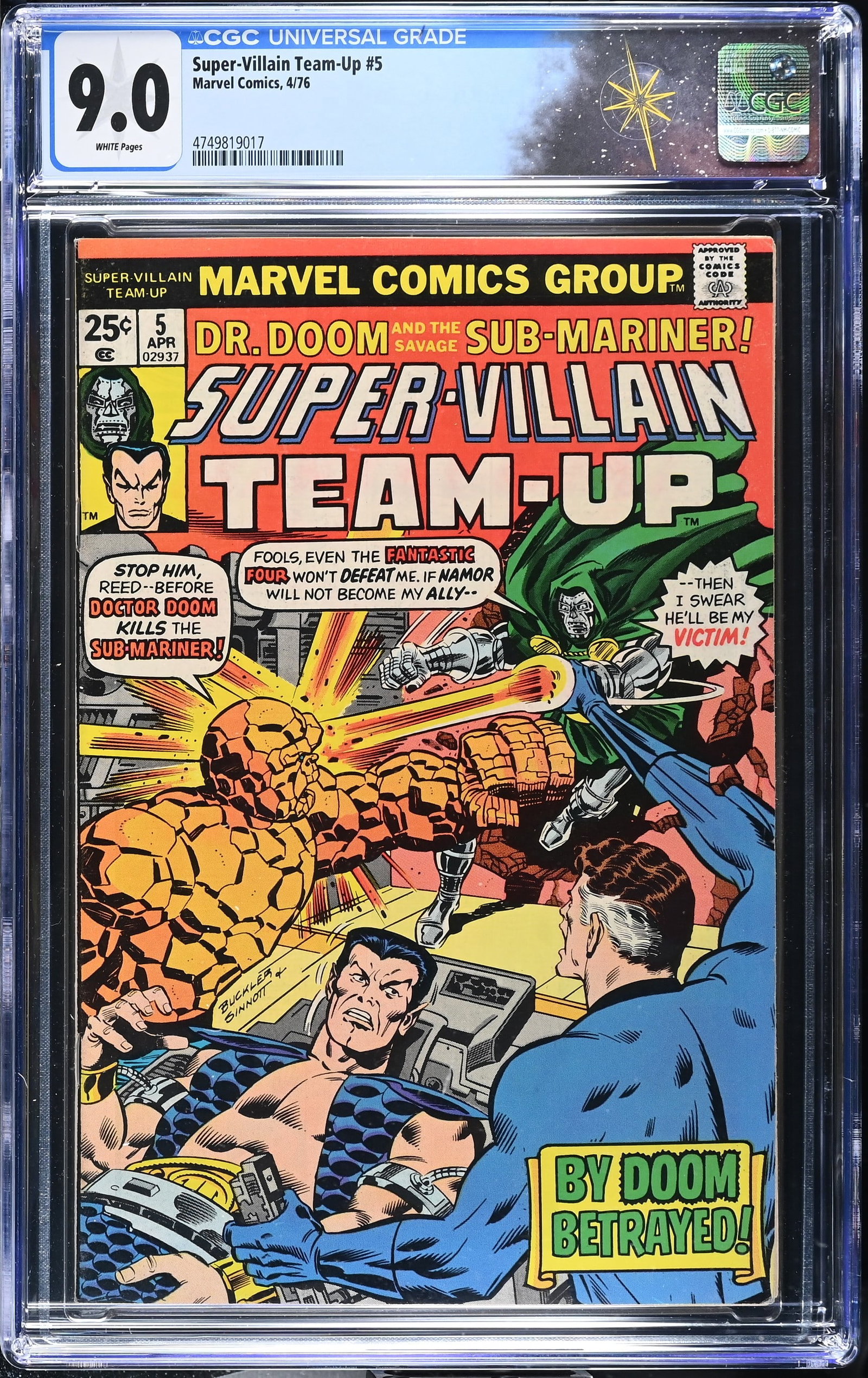 Super-Villain Team-Up #5 CGC 9.0 1st Appearance of The Shroud (Marvel Comics, 1976) White Pages (1 of 2)