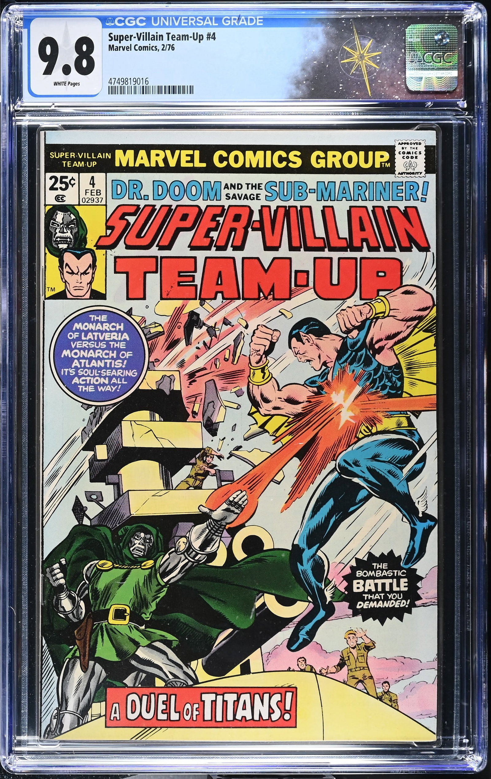 Super-Villain Team-Up #4 CGC 9.8 Highest Grade on the Census (Marvel Comics, 1976) White Pages (1 of 2)