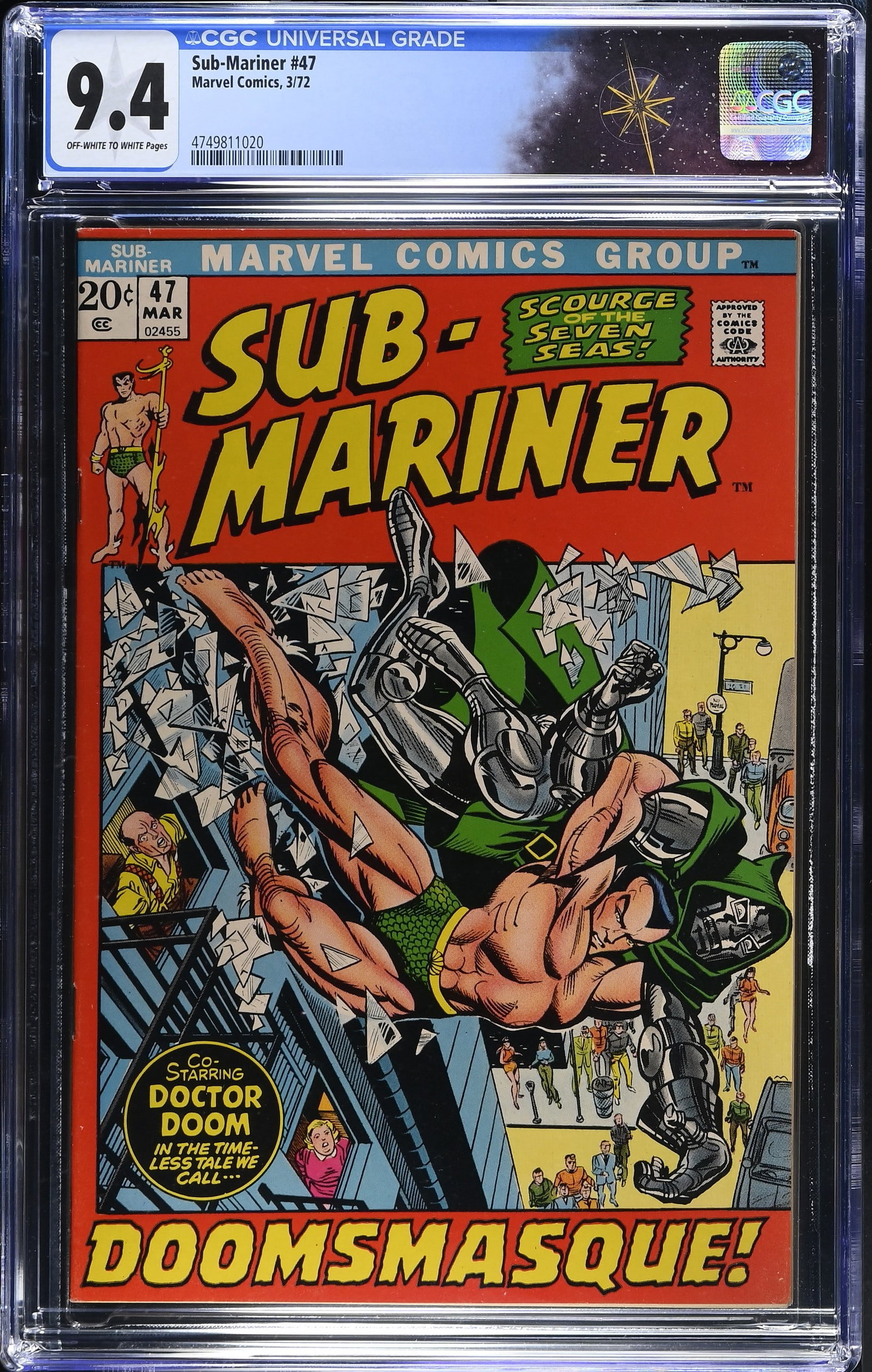 Sub-Mariner #47 CGC 9.4 Doctor Doom Appearance & Cover (Marvel Comics, 1972) Off-White to White (1 of 2)