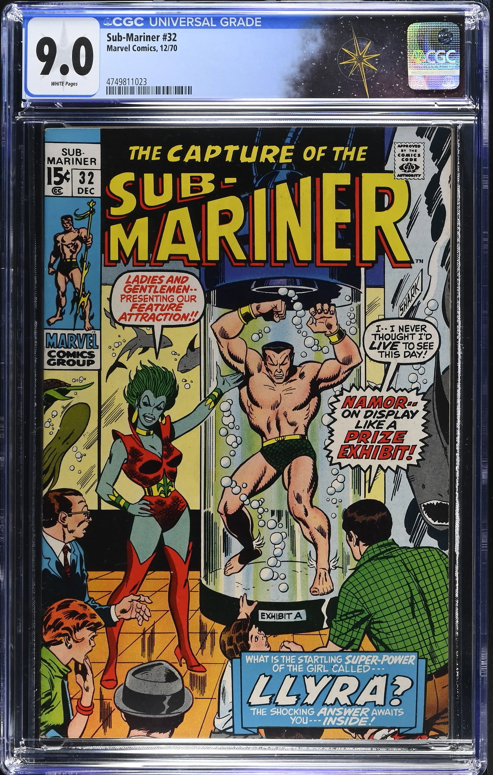 Sub-Mariner #32 CGC 9.0 Origin and 1st Appearance of Llyra (Marvel Comics, 1970) White Pages (1 of 2)
