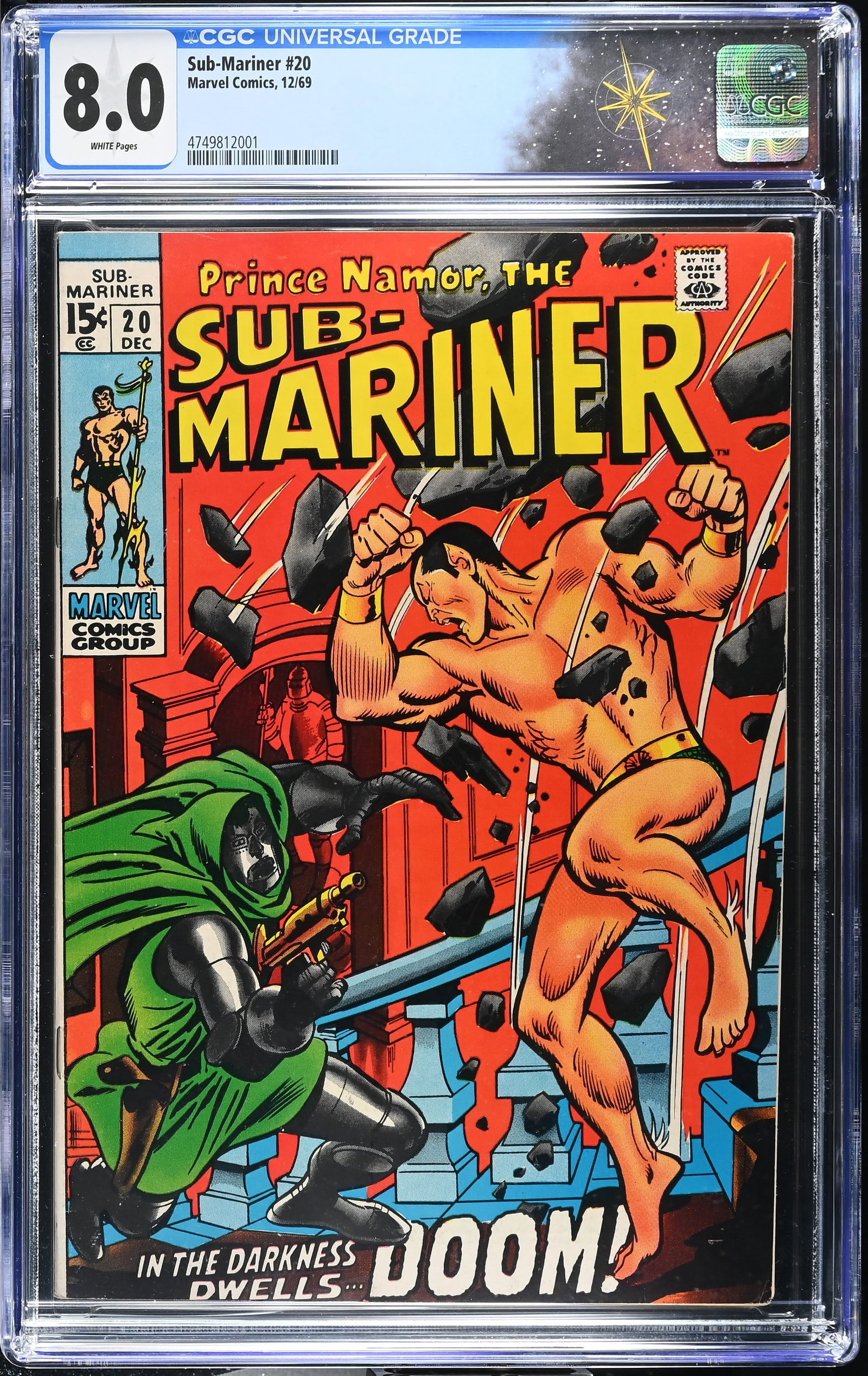 Sub-Mariner #20 CGC 8.0 Doctor Doom and Triton Appearance (Marvel Comics, 1969) White Pages (1 of 2)