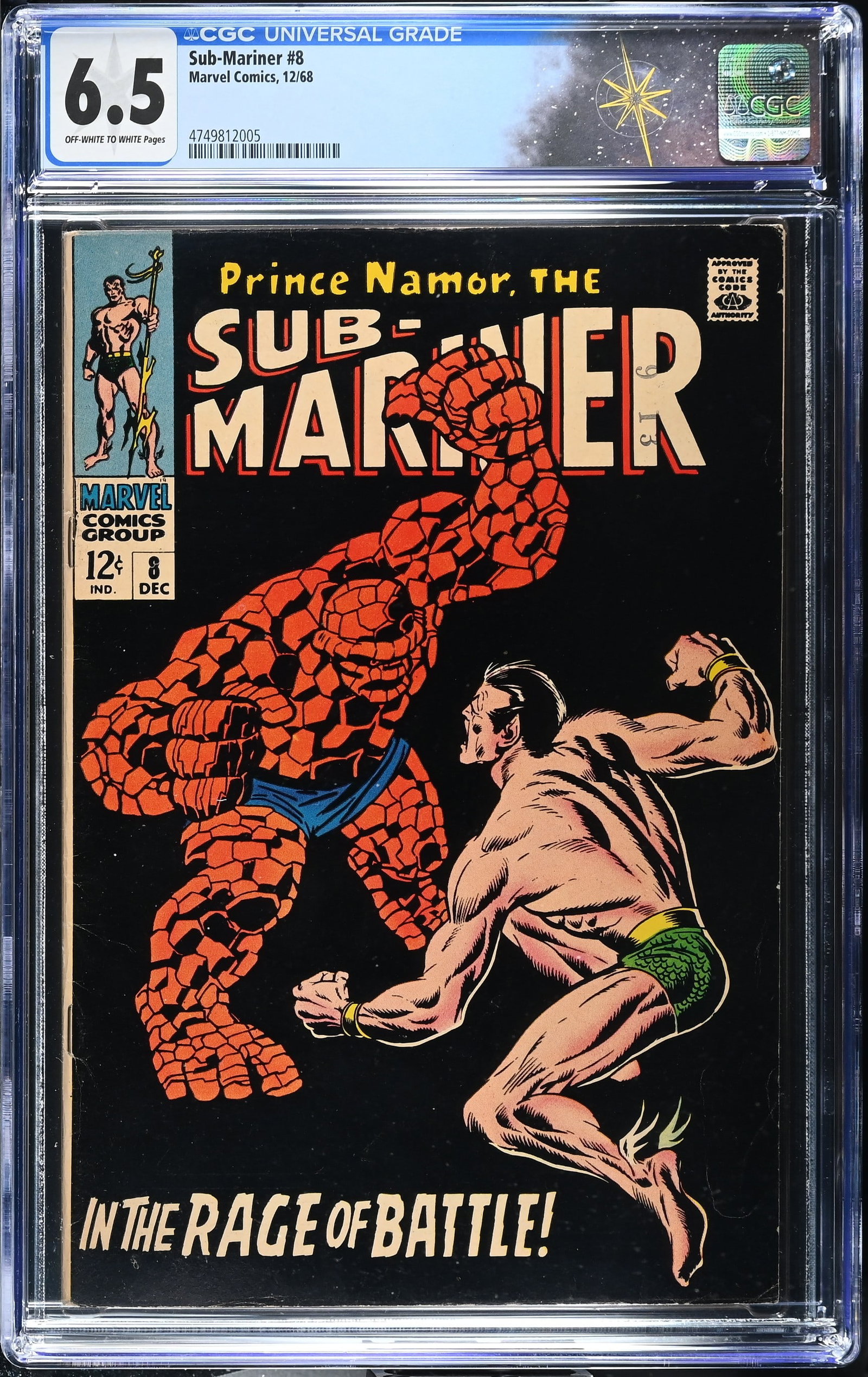 Sub-Mariner #8 CGC 6.5 1st Silver Age Appearance of Betty Dean (Marvel Comics, 1968) Off-White to (1 of 2)