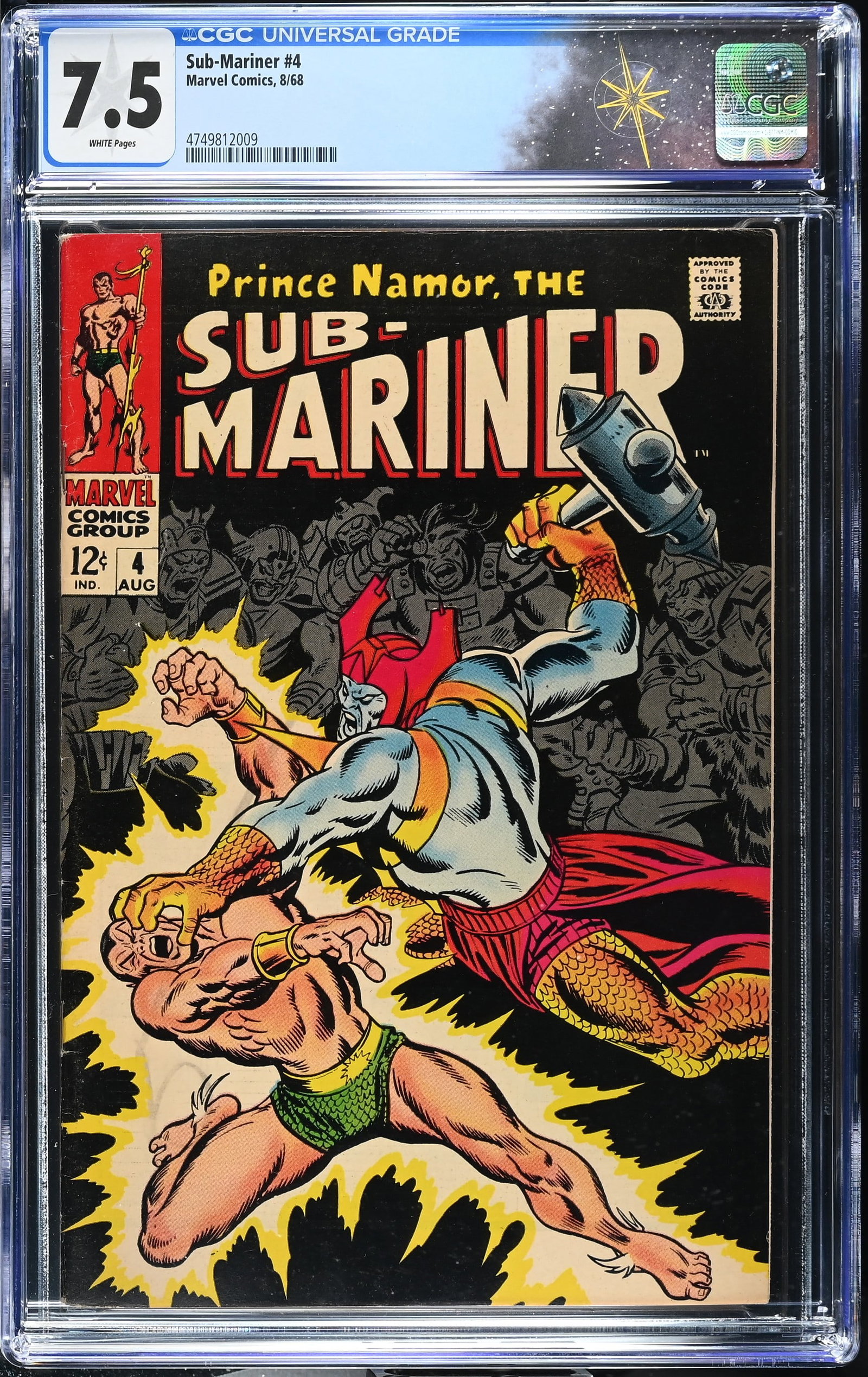 Sub-Mariner #4 CGC 7.5 Attuma Cover by John Buscema and Frank Giacoia (Marvel Comics, 1968) White (1 of 2)