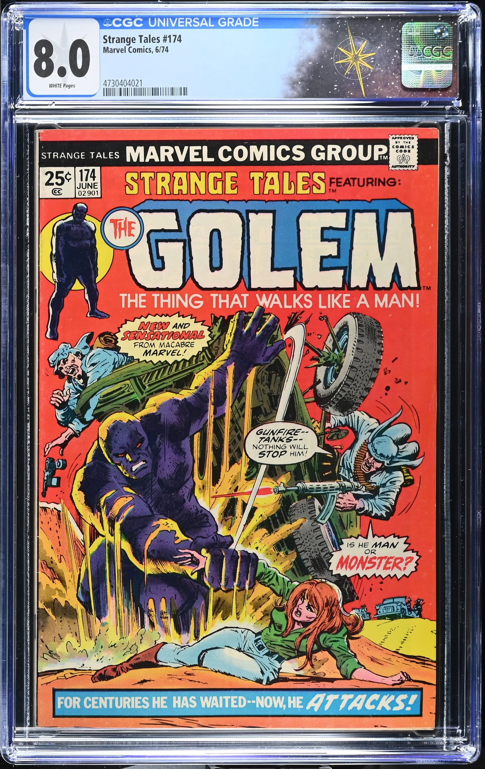Strange Tales #174 CGC 8.0 1st Appearance and Origin of Golem (Marvel Comics, 1974) White Pages (1 of 2)