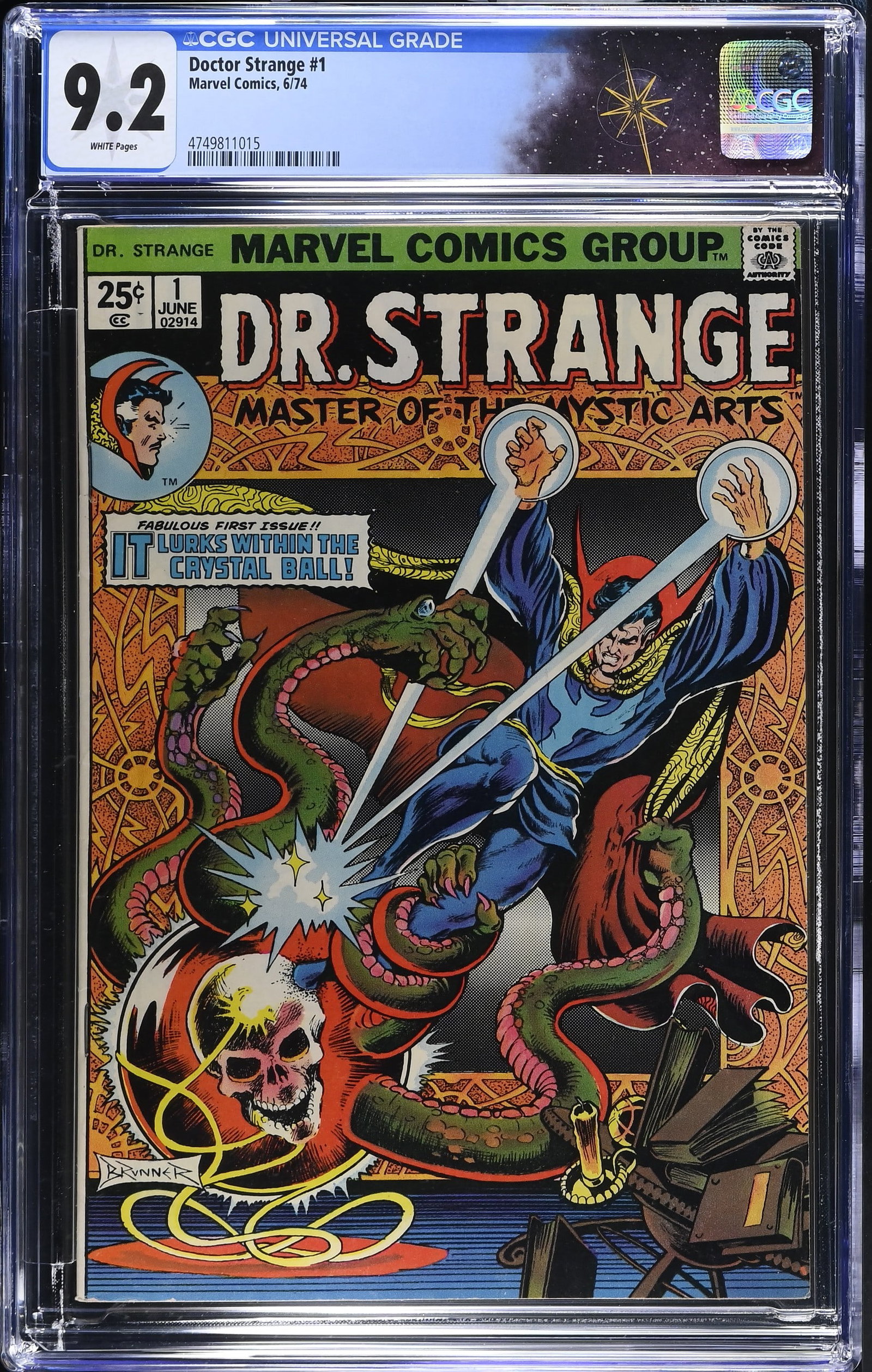 Doctor Strange #1 CGC 9.2 1st Appearance of the Silver Dagger (Isaiah Curwen) (Marvel Comics, 1974): Doctor Strange #1 CGC 9.2 1st Appearance of the Silver Dagger (Isaiah Curwen) (Marvel Comics, 1974).Cover by Frank Brunner and gaspar Saladino. 1st appearance of the Silver Dagger in the beginning of 