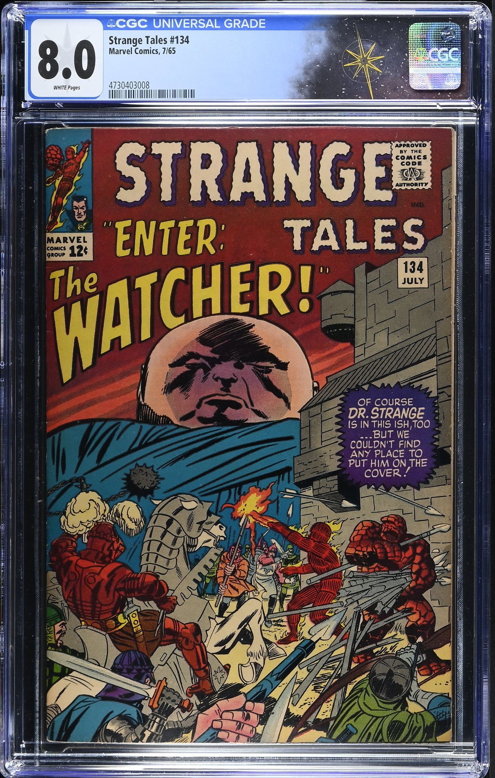 Strange Tales #134 CGC 8.0 Last Human Torch Story in Title & 4th Kang Appearance (Marvel Comics,: Strange Tales #134 CGC 8.0 Last Human Torch Story in Title (Marvel Comics, 1965).Cover pencils by Jack Kirby and inks by Frank Giacoia. The Human Torch and the Thing and 4th appearance of Kang (varian