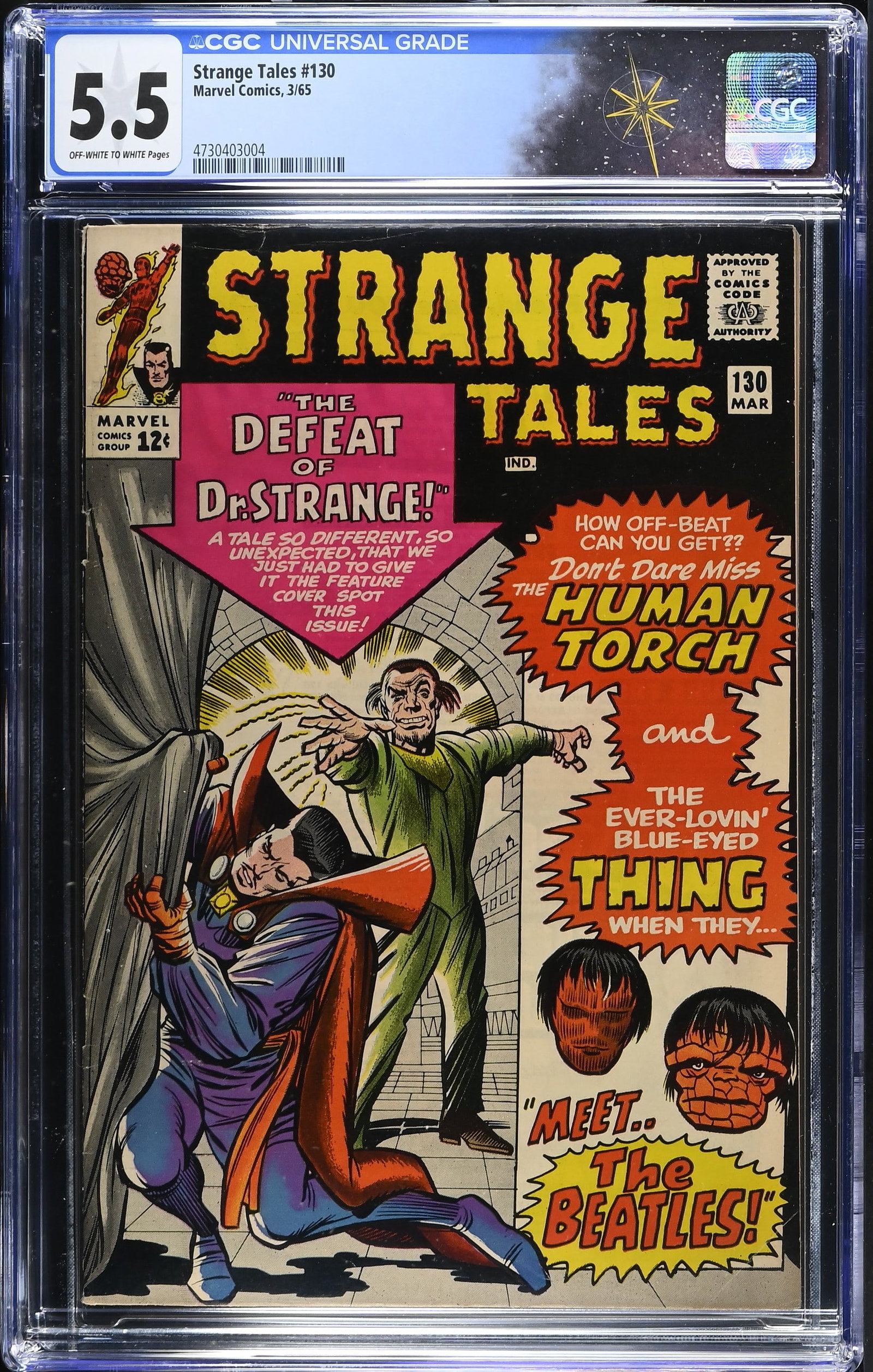 Strange Tales #130 CGC 5.5 1st Appearance of Kaecilius & The Beatles Cameo (Marvel Comics, 1965) (1 of 2)