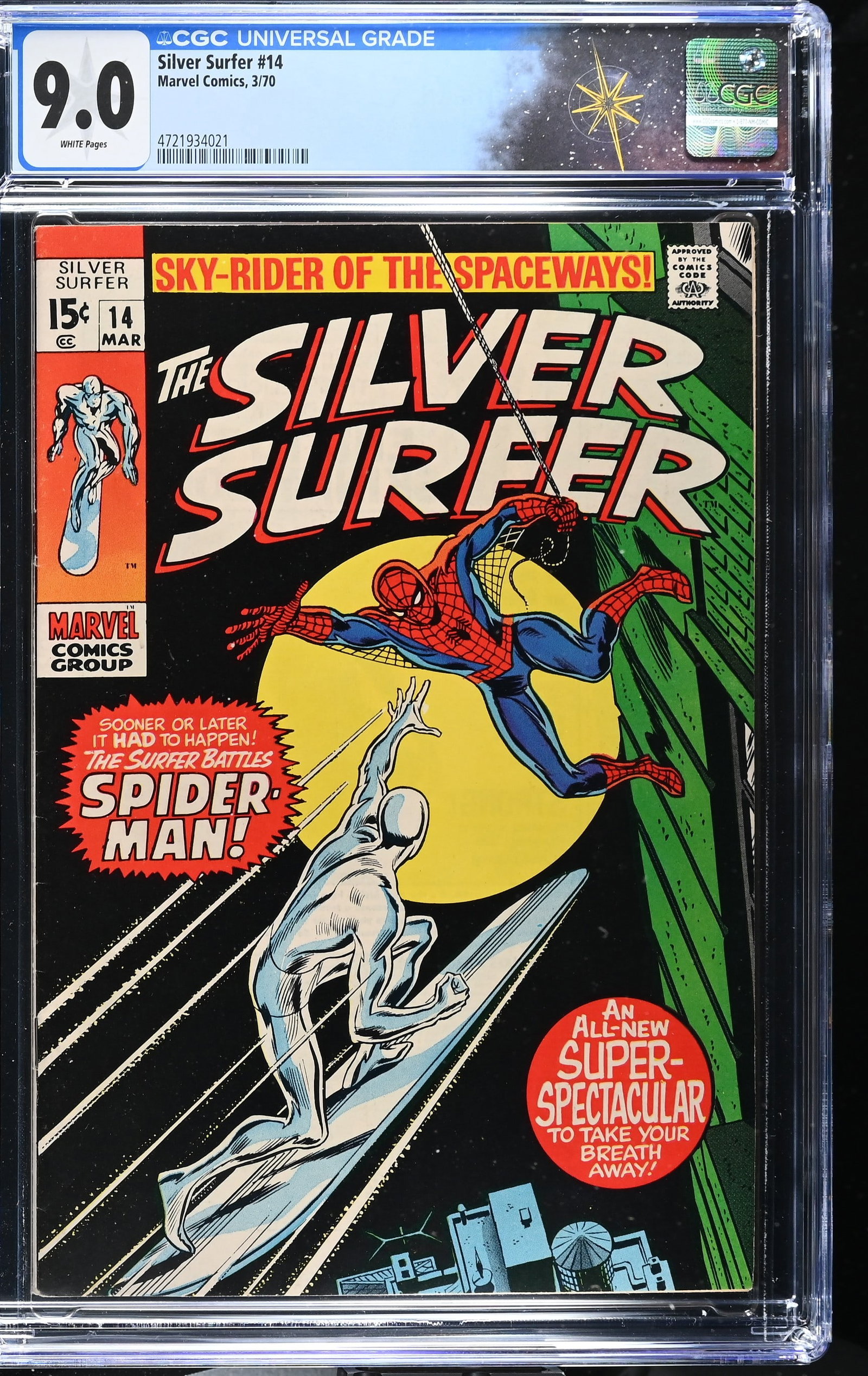 Silver Surfer #14 CGC 9.0 Iconic Cover by John Buscema and Dan Adkins (Marvel Comics, 1970) White (1 of 2)