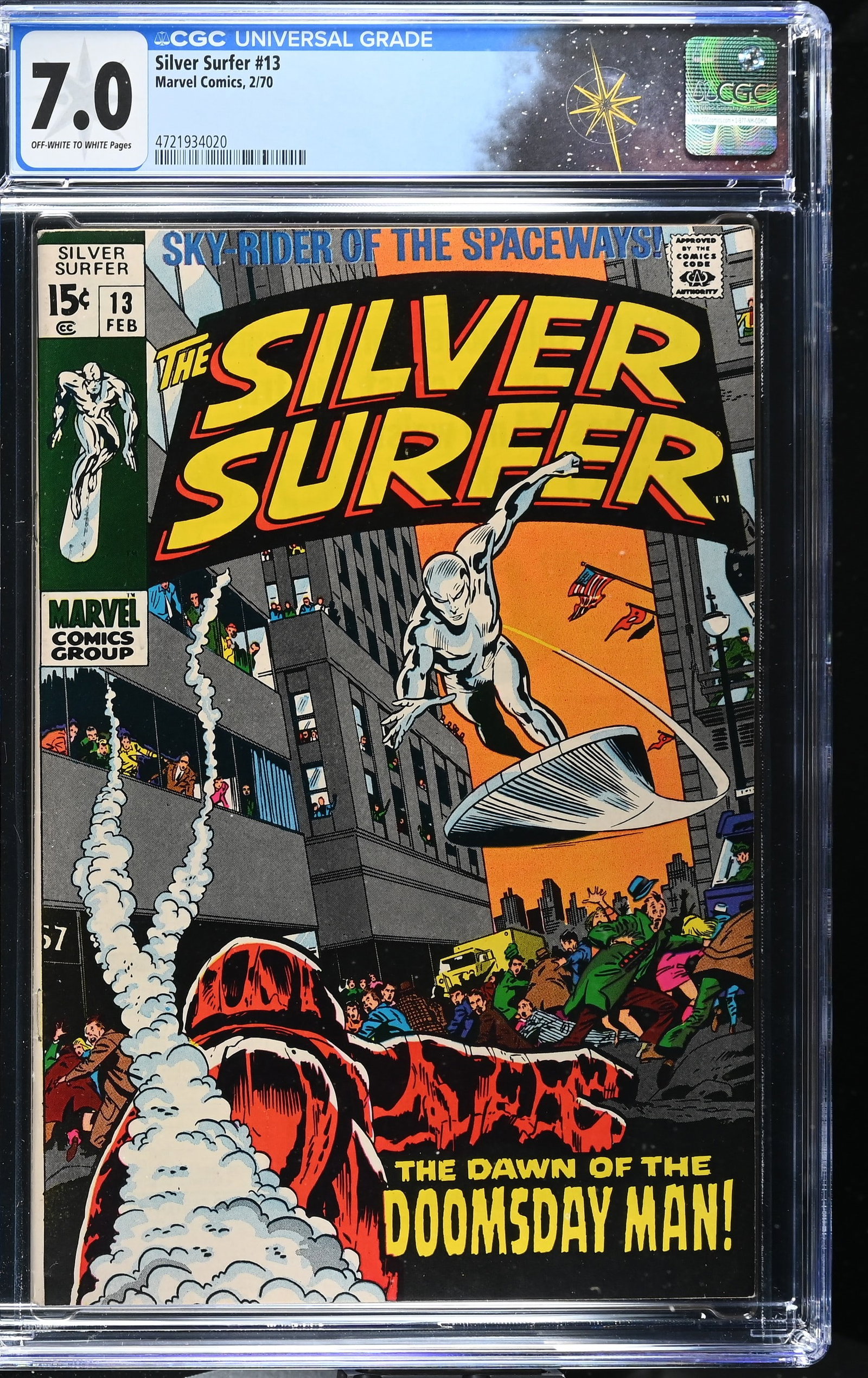 Silver Surfer #13 CGC 7.0 1st Appearance of the Doomsday Man (Marvel Comics, 1970) Off-White to (1 of 2)