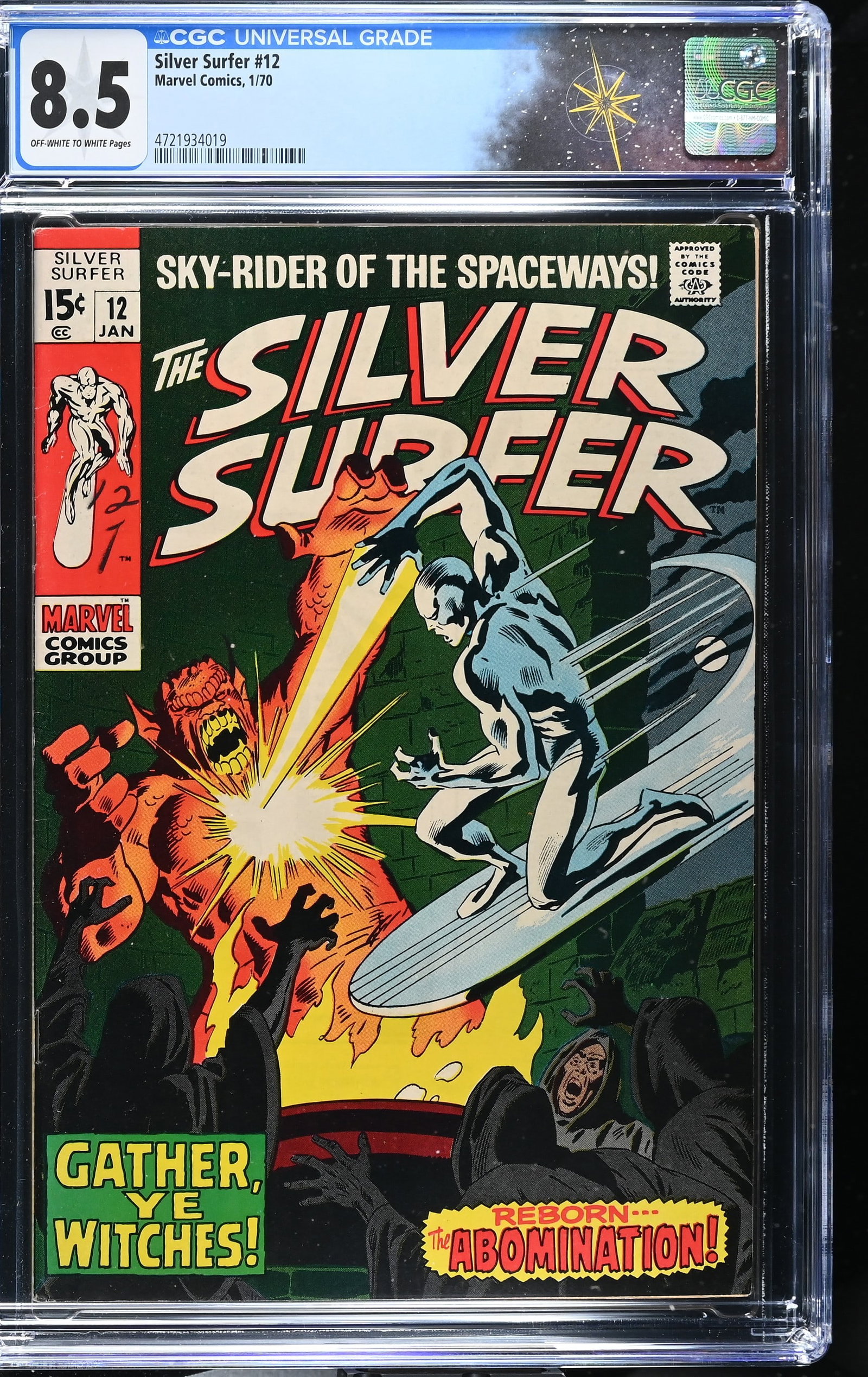 Silver Surfer #12 CGC 8.5 "Gather, Ye Witches!" (Marvel Comics, 1970) Off-White to White Pages (1 of 2)