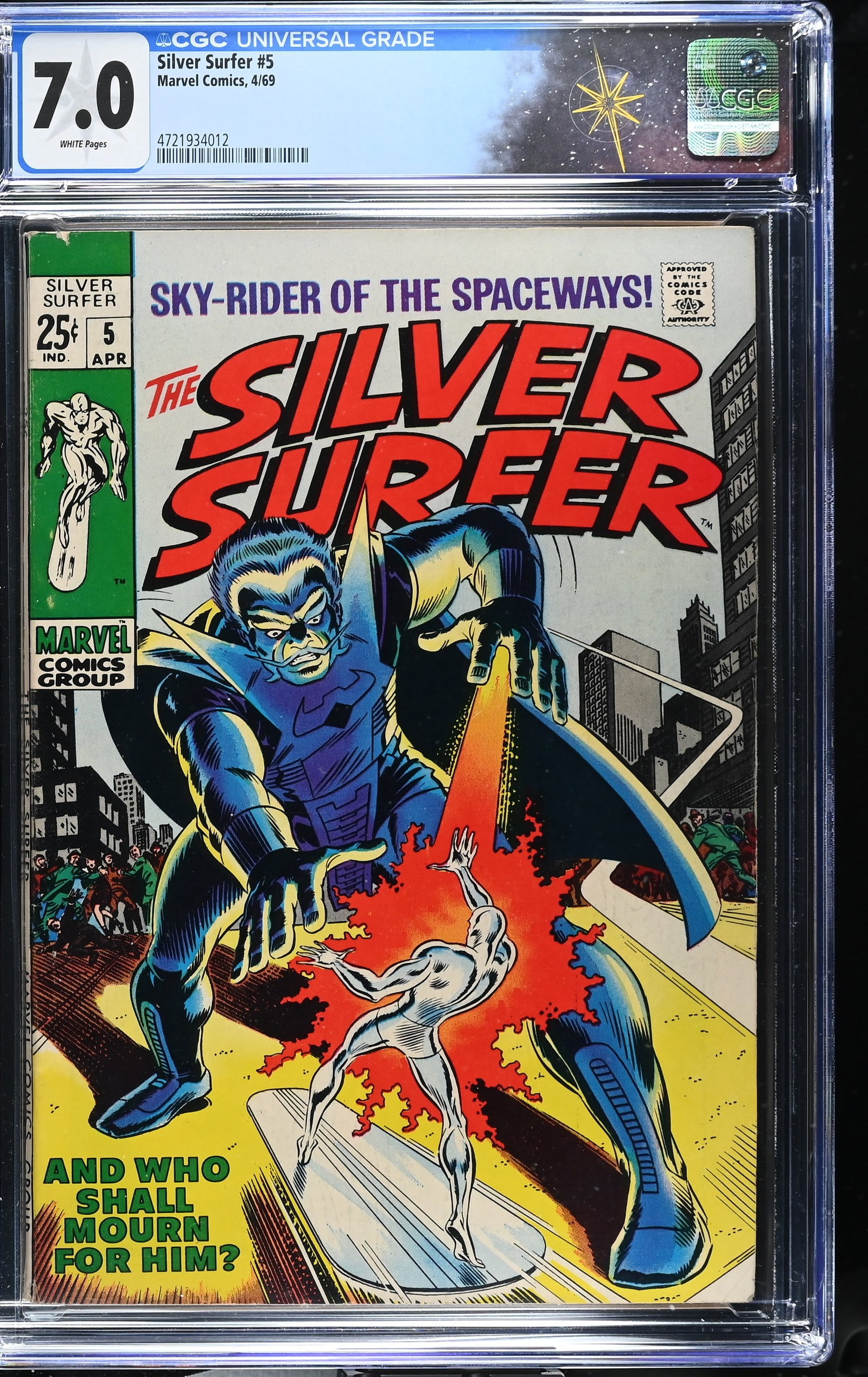 Silver Surfer #5 CGC 7.0 1st Appearance of Al Harper (Marvel Comics, 1969) White Pages (1 of 2)