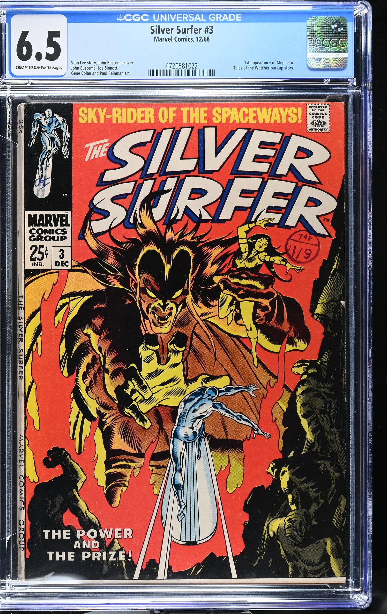 Silver Surfer #3 CGC 6.5 1st Appearance of Mephisto (Marvel, 1968) Cream to Off-White Pages (1 of 2)
