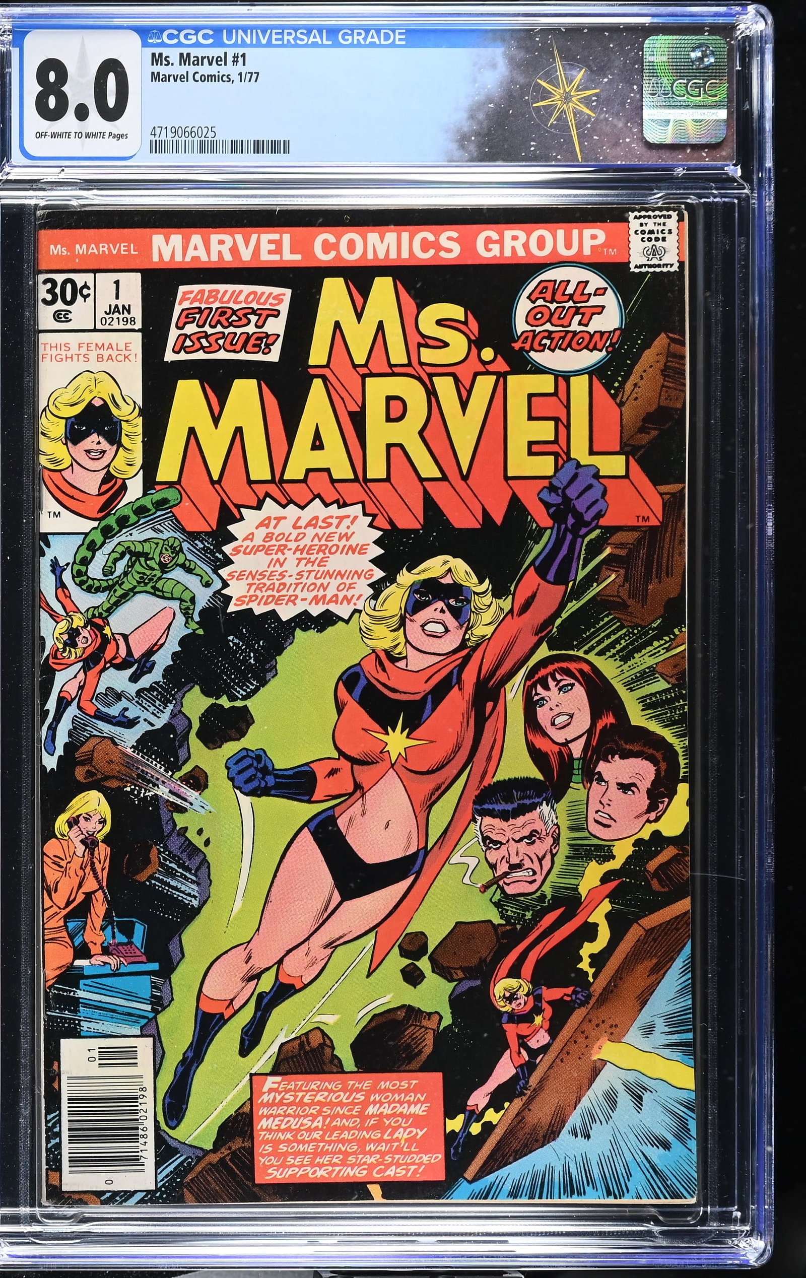 Ms. Marvel #1 CGC 8.0 1st Appearance of Ms. Marvel (Marvel Comics, 1977) Off-White to White Pages (1 of 2)