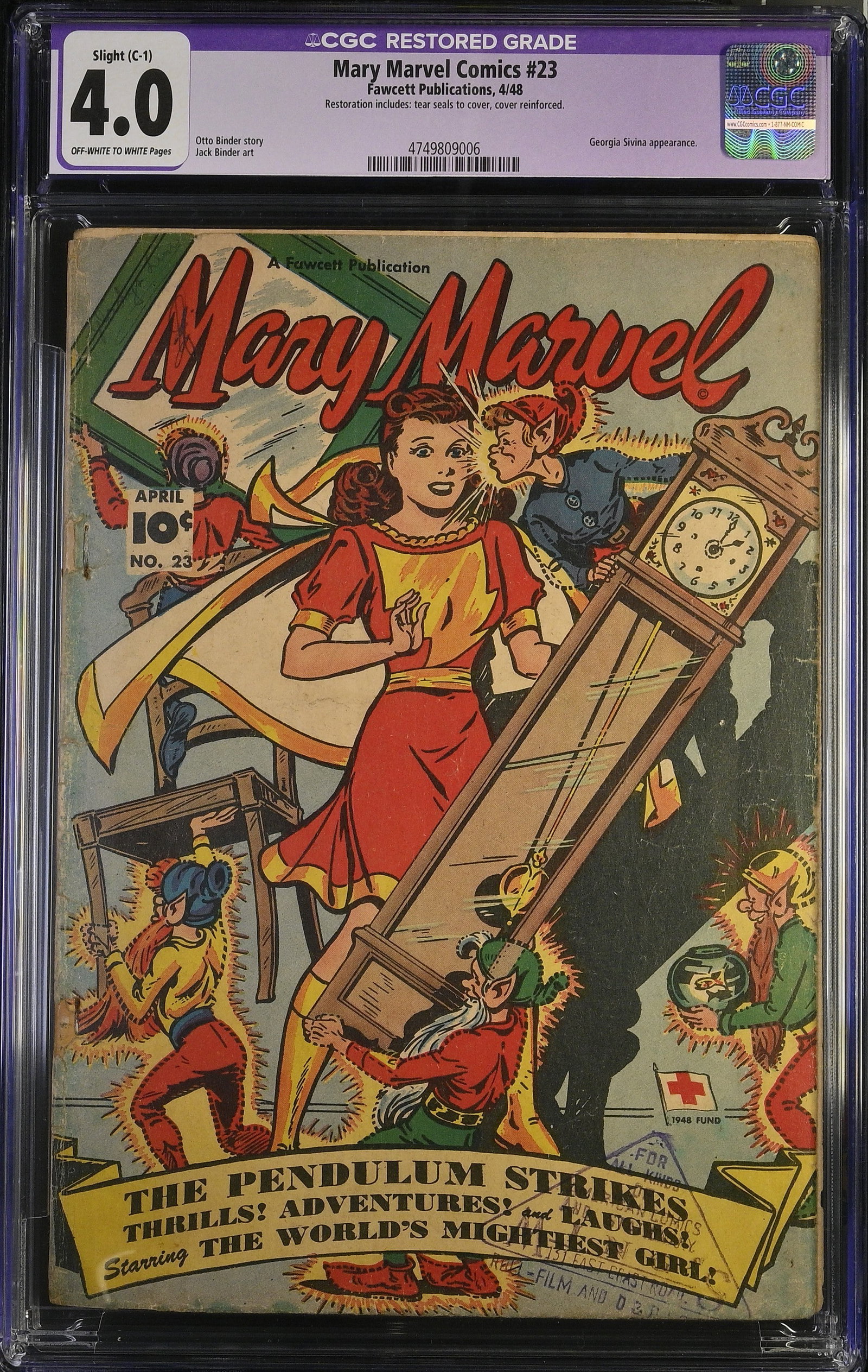 Mary Marvel Comics #23 CGC Restored 4.0 (Fawcett Publications, 1948) Off-White to White Pages (1 of 2)