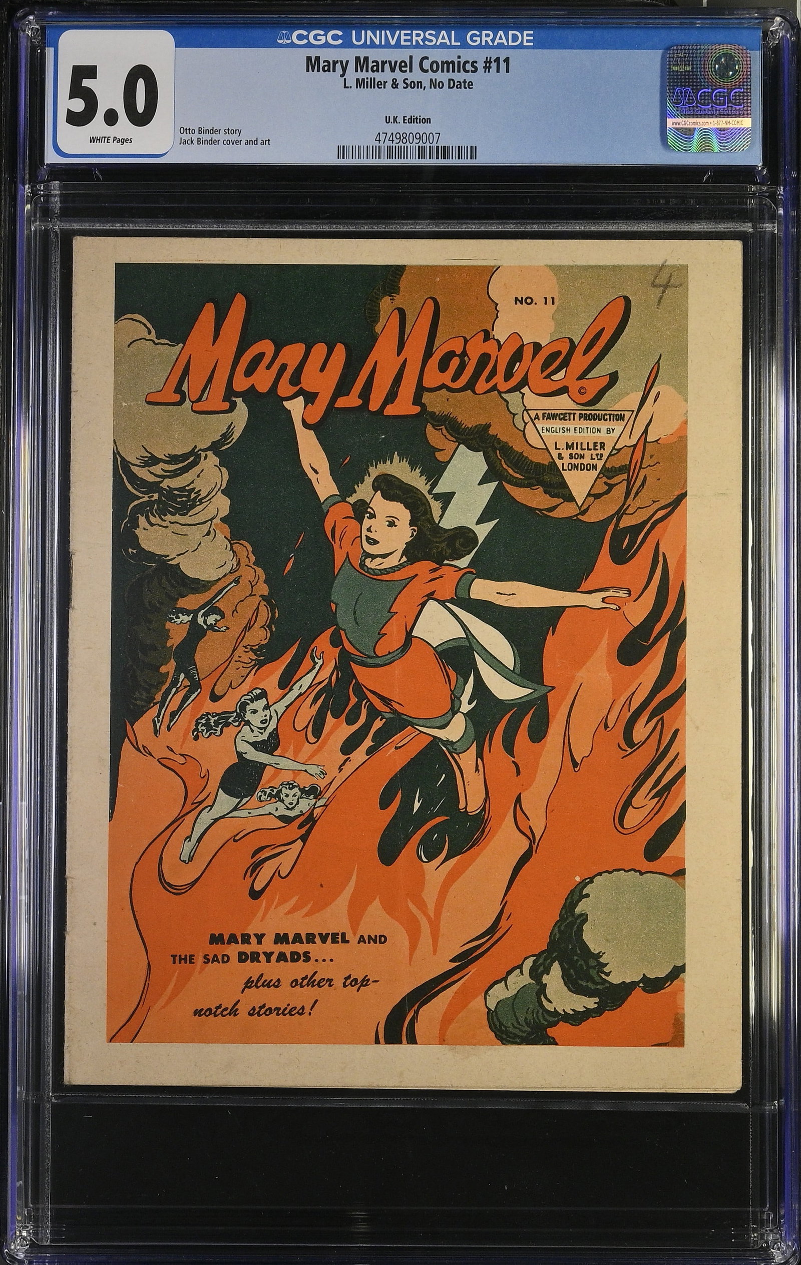 Mary Marvel Comics #11 CGC 5.0 UK Edition Only Graded Comic on the Census (L. Miller & Sons, No (1 of 2)