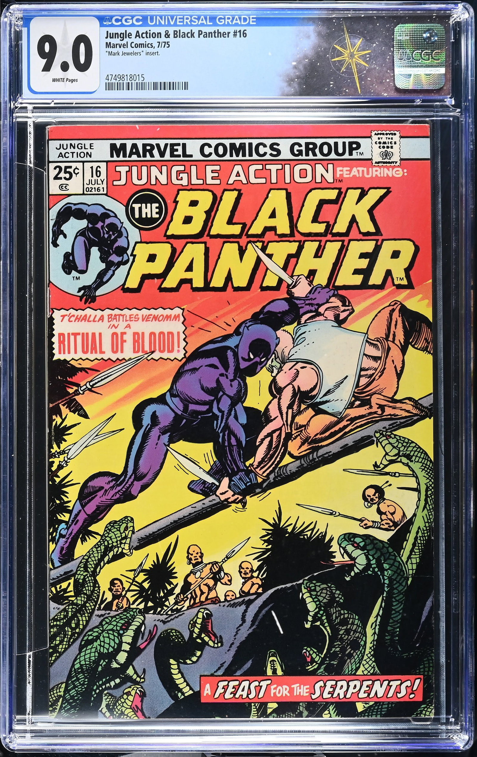 Jungle Action & Black Panther #16 CGC 9.0 "Mark Jewelers" Insert (Marvel Comics, 1975) White Pages (1 of 2)