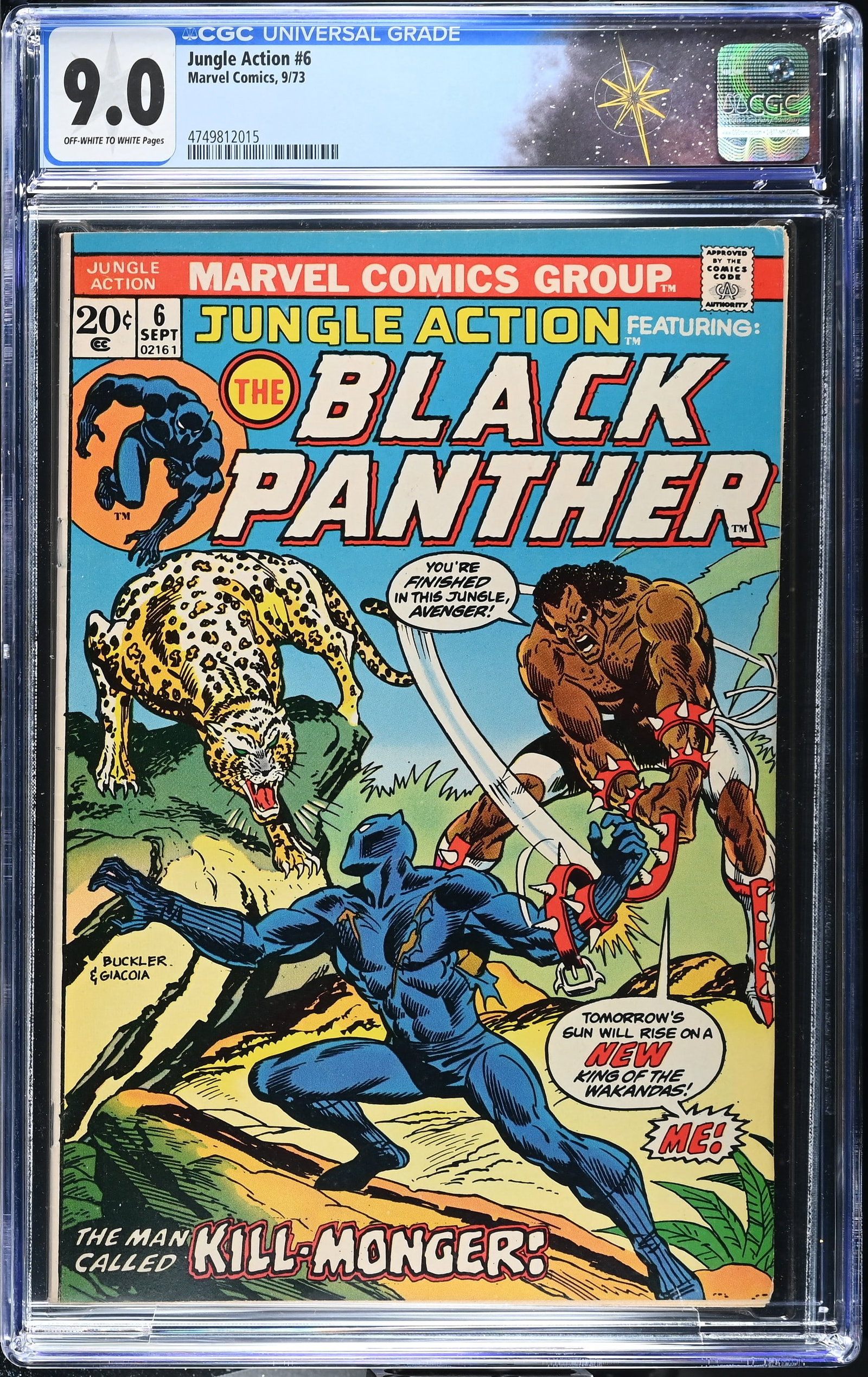 Jungle Action #6 CGC 9.0 1st Solo Black Panther Story & Killmonger Appearance (Marvel Comics, 1973) (1 of 2)