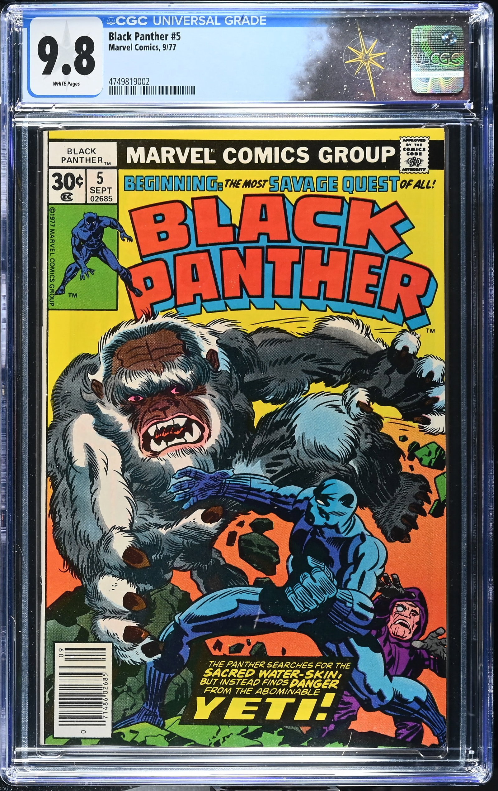 Black Panther #5 CGC 9.8 Highest Grade on the Census (Marvel Comics, 1977) White Pages (1 of 2)