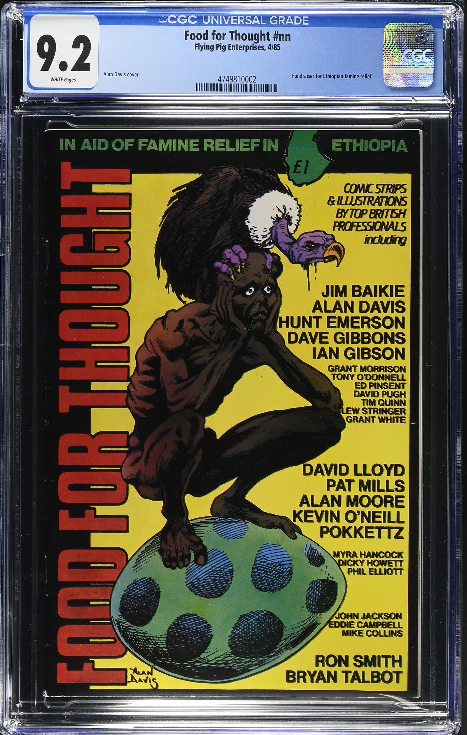 Food For Thought CGC 9.2 Charity Comic For Ethiopia Highest On The Census (Flying Pig Enterprises, (1 of 2)