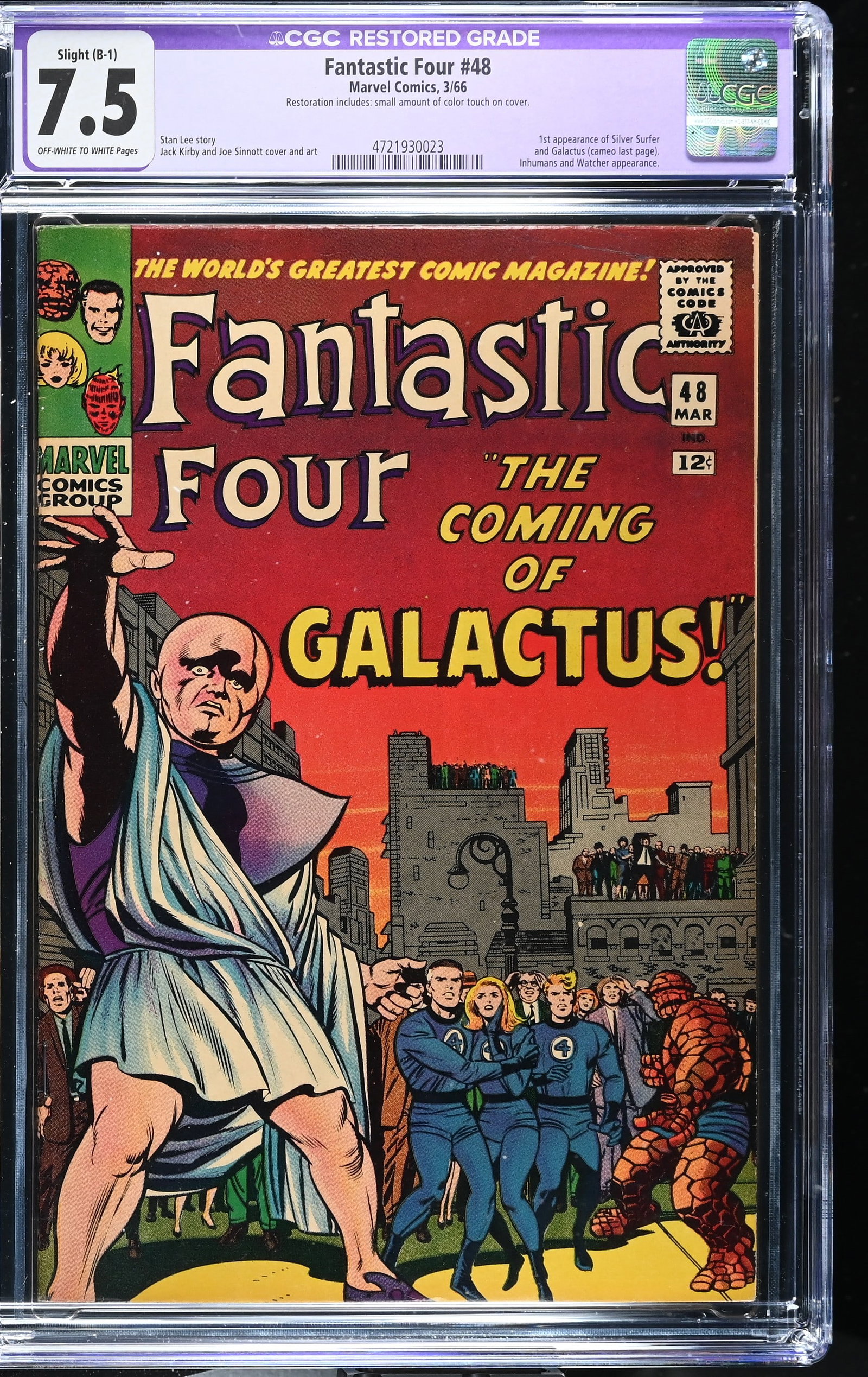 Fantastic Four #48 CGC 7.5 Restored 1st Appearance of Silver Surfer (Marvel Comics, 1966) Off-White (1 of 2)