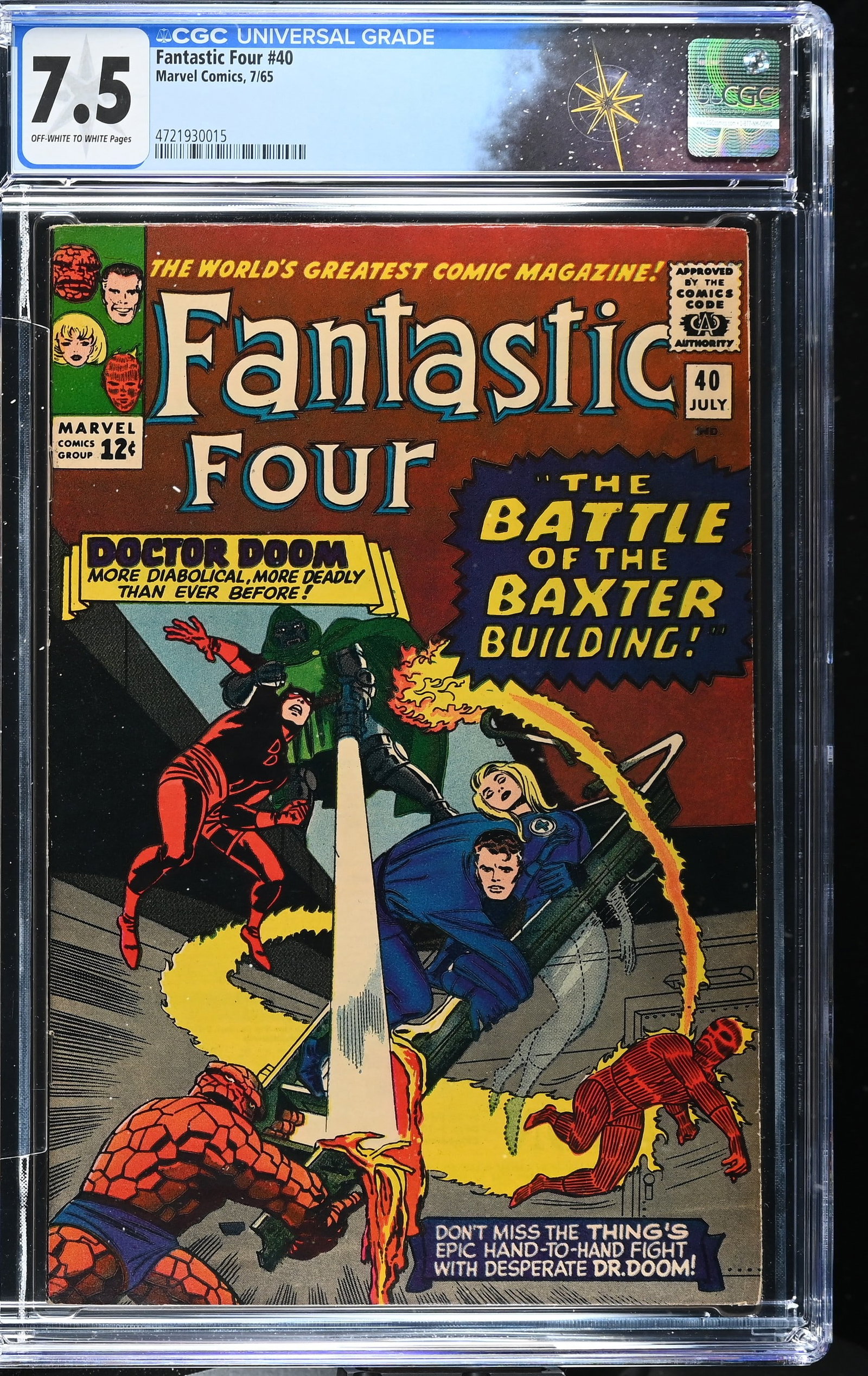 Fantastic Four #40 CGC 7.5 ?The Battle of the Baxter Building? (Marvel Comics, 1965) Off-White to (1 of 2)