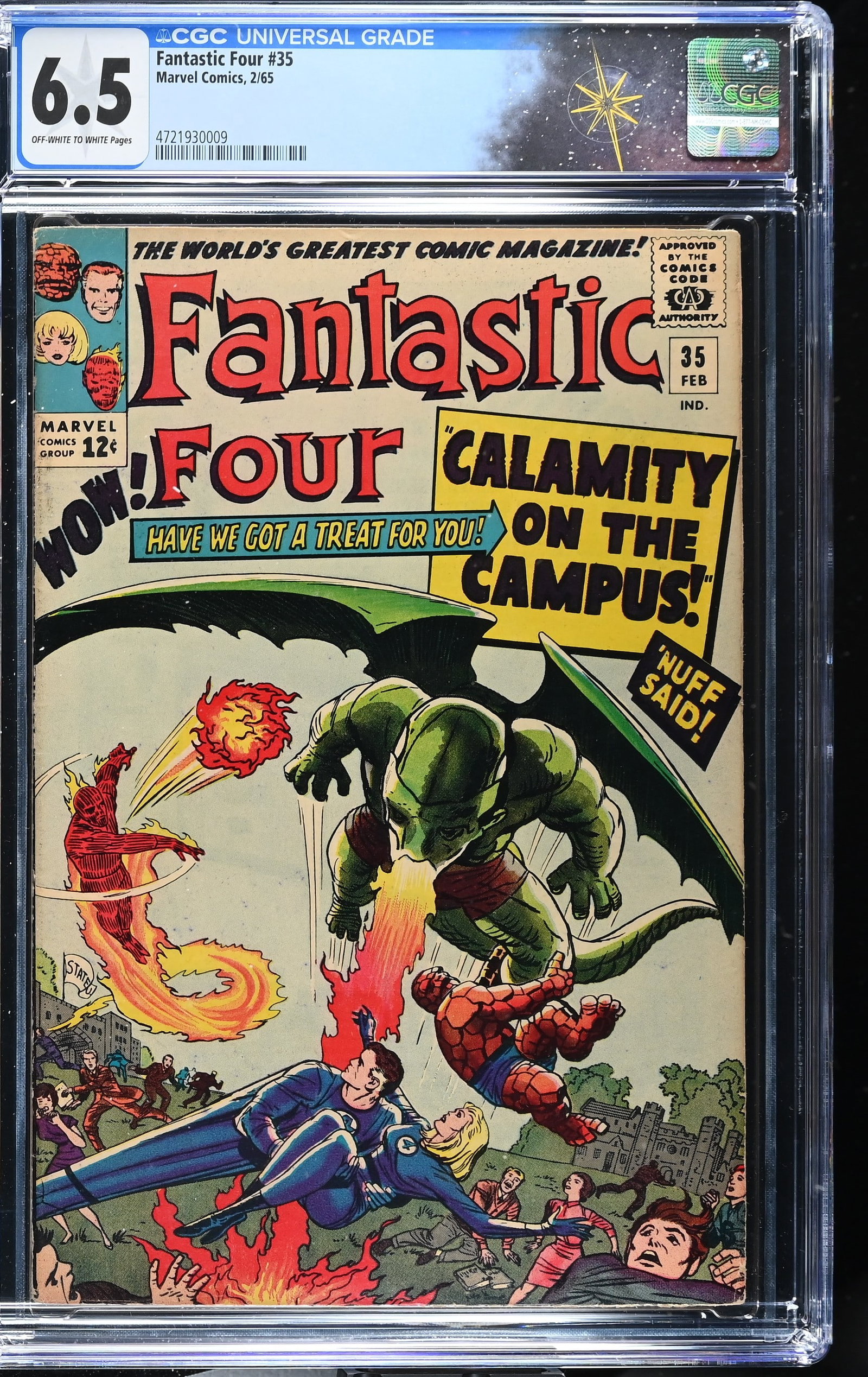 Fantastic Four #35 CGC 6.5 1st Appearance of Dragon Man (Marvel Comics, 1965) Off-White to White: Fantastic Four #35 CGC 6.5 1st Appearance of Dragon Man (Marvel Comics, 1965).Cover pencils by Jack Kirby and inks by Dick Ayers. 1st appearance of Dragon Man and 2nd appearance of Diablo in ?Calamity