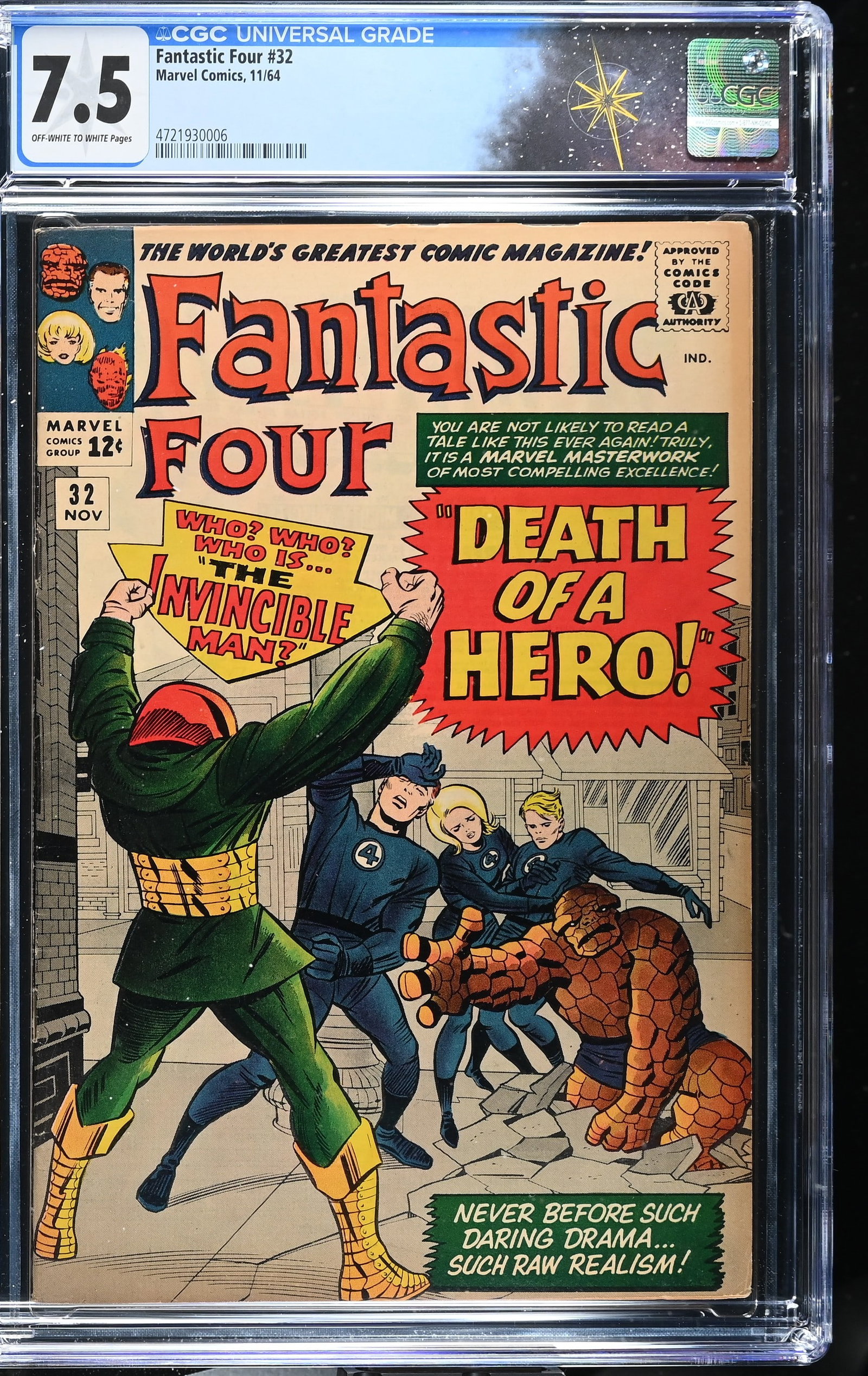 Fantastic Four #32 CGC 7.5 1st Appearance of Morrat & Death of Franklin Storm (Marvel Comics, 1964) (1 of 2)