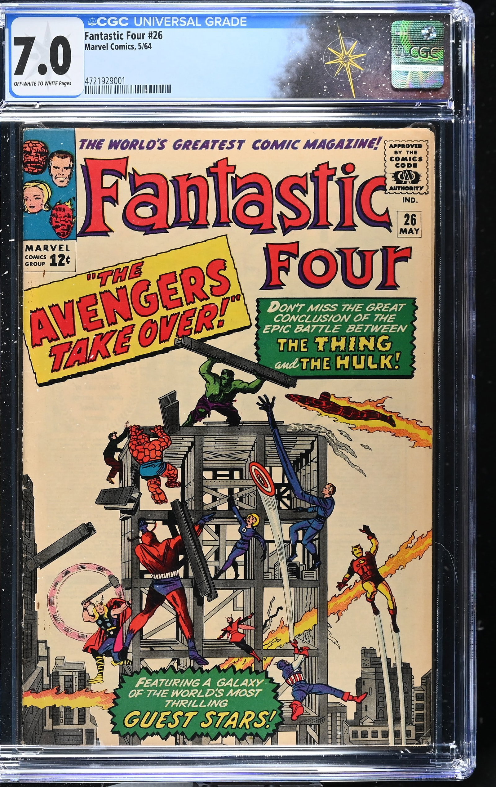 Fantastic Four #26 CGC 7.0 Avengers & Fantastic Four vs. the Hulk (Marvel Comics, 1964) Off-White to (1 of 2)