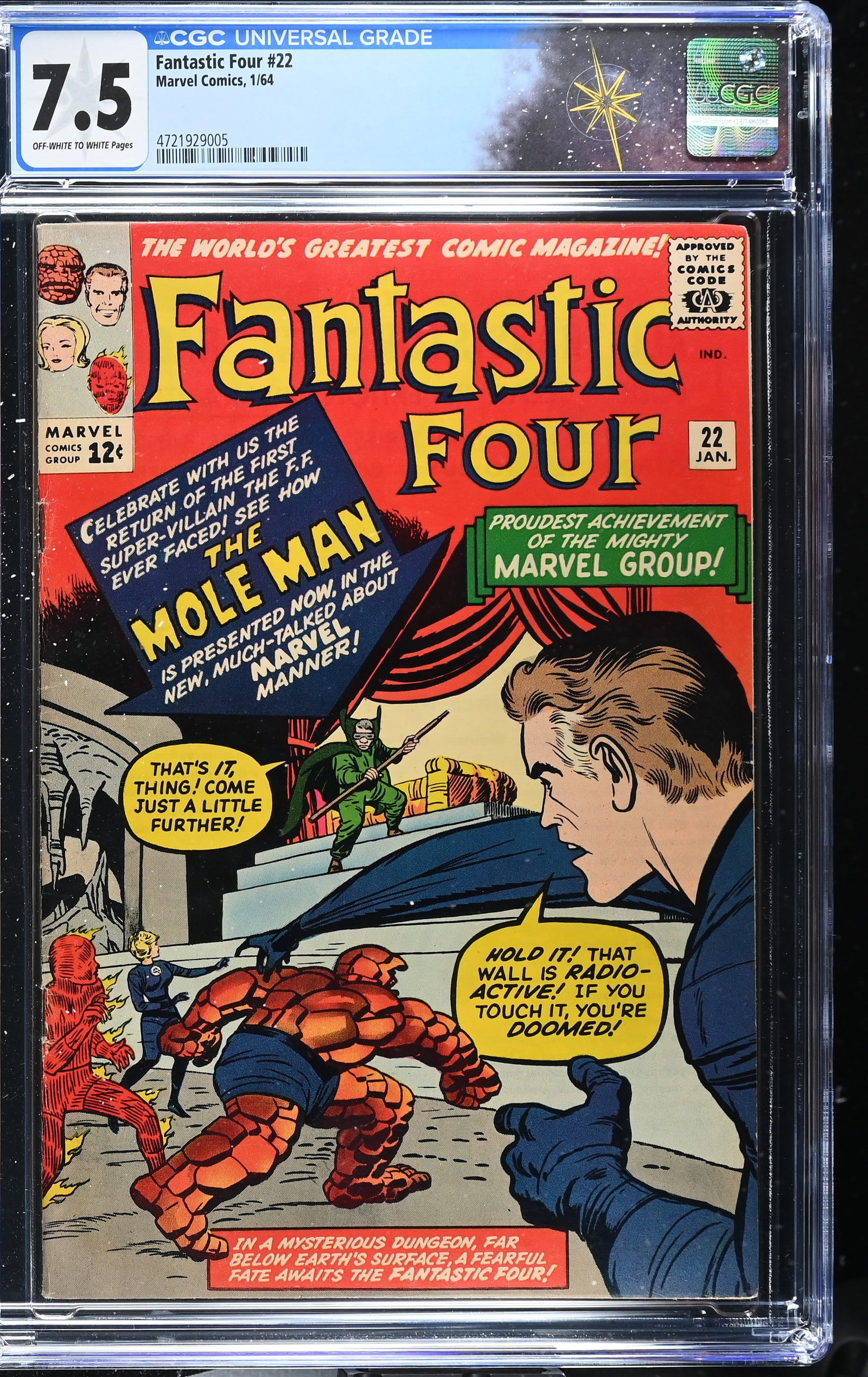 Fantastic Four #22 CGC 7.5 2nd Appearance of the Mole Man (Marvel Comics, 1964) Off-White to White (1 of 2)
