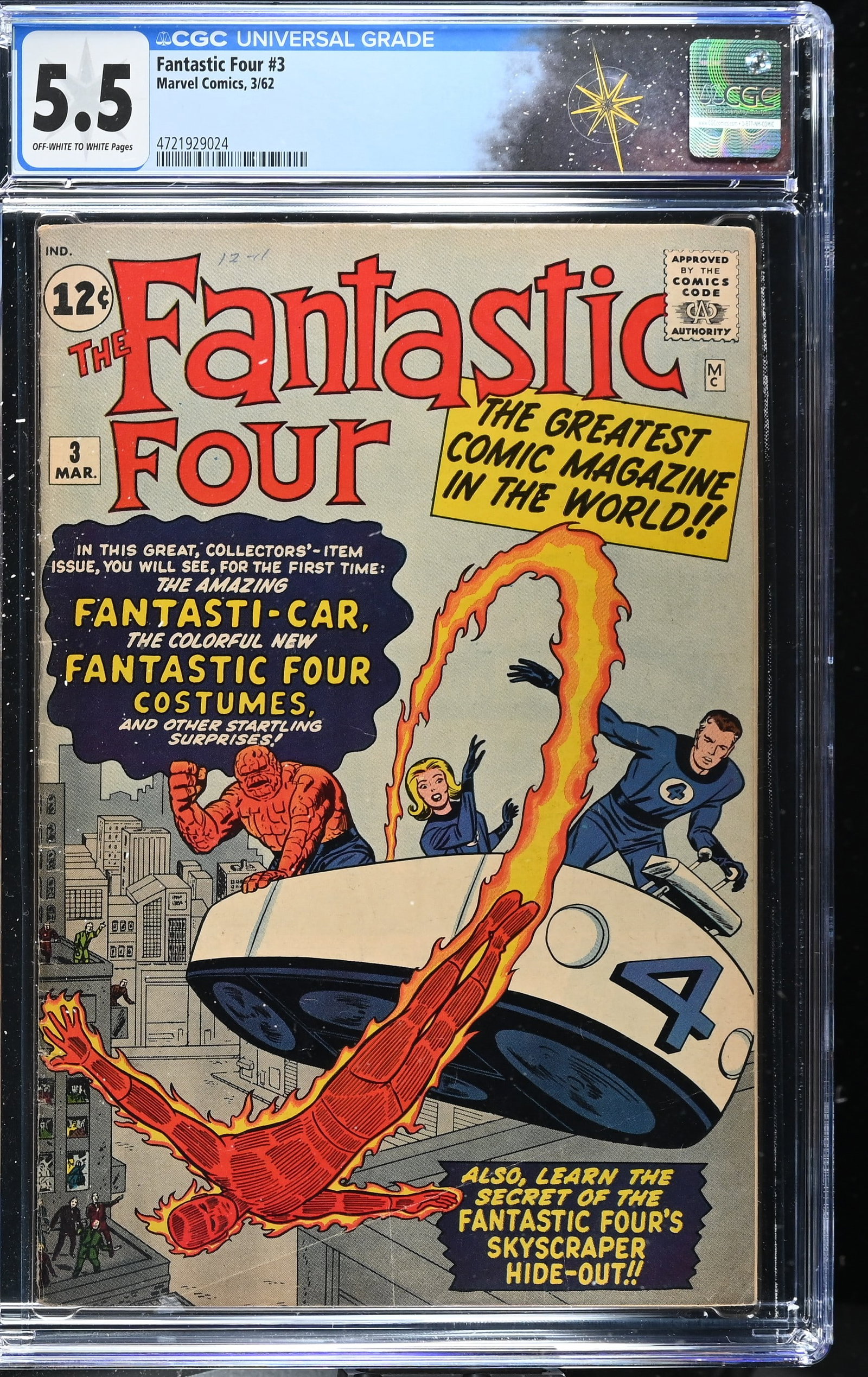 Fantastic Four #3 CGC 5.5 1st Appearances of Miracle Man & FF Costumes (Marvel Comics, 1962) (1 of 2)