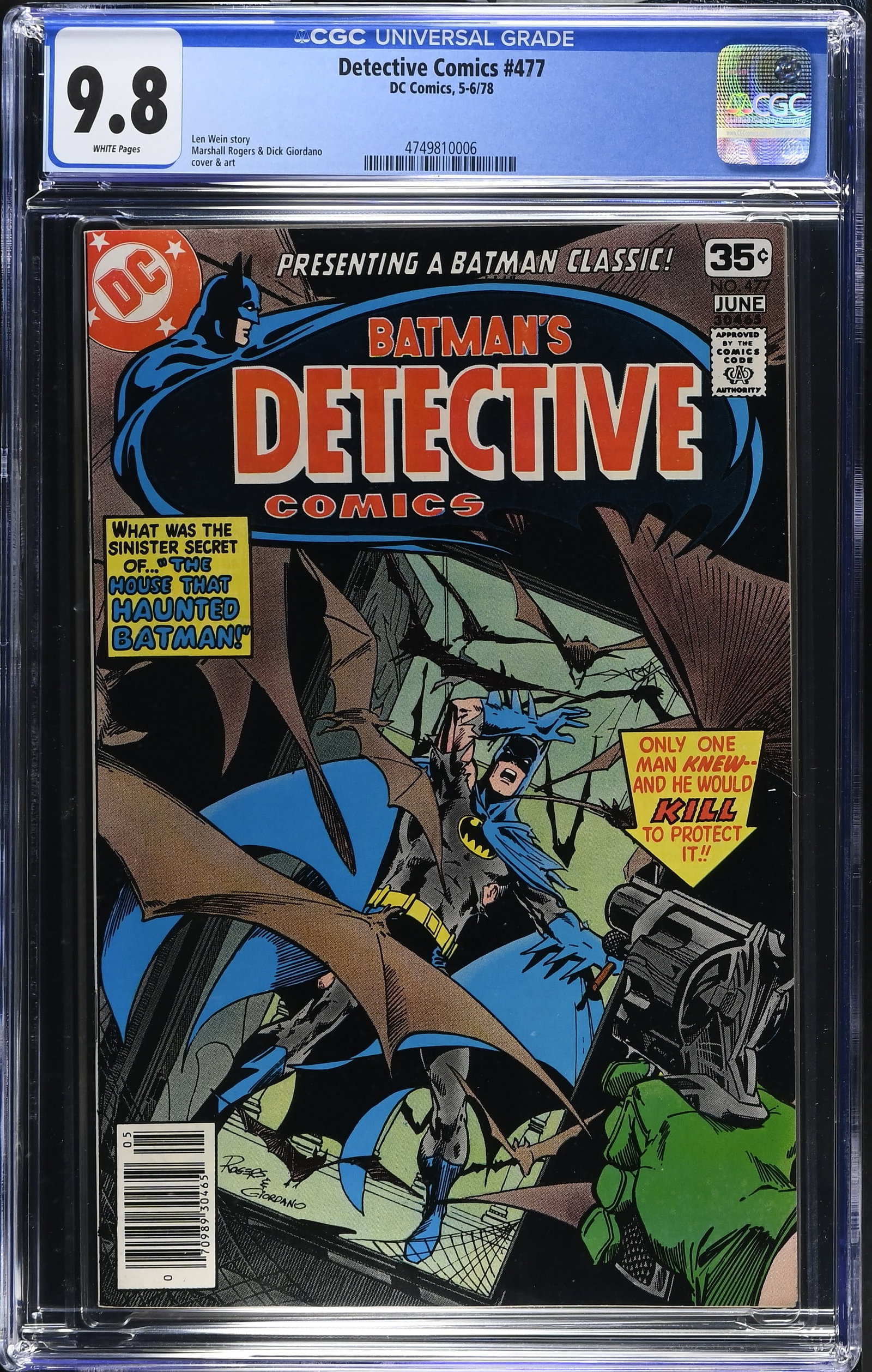 Detective Comics #477 CGC 9.8 Highest Grade on the Census (DC Comics, 1978) White Pages (1 of 2)