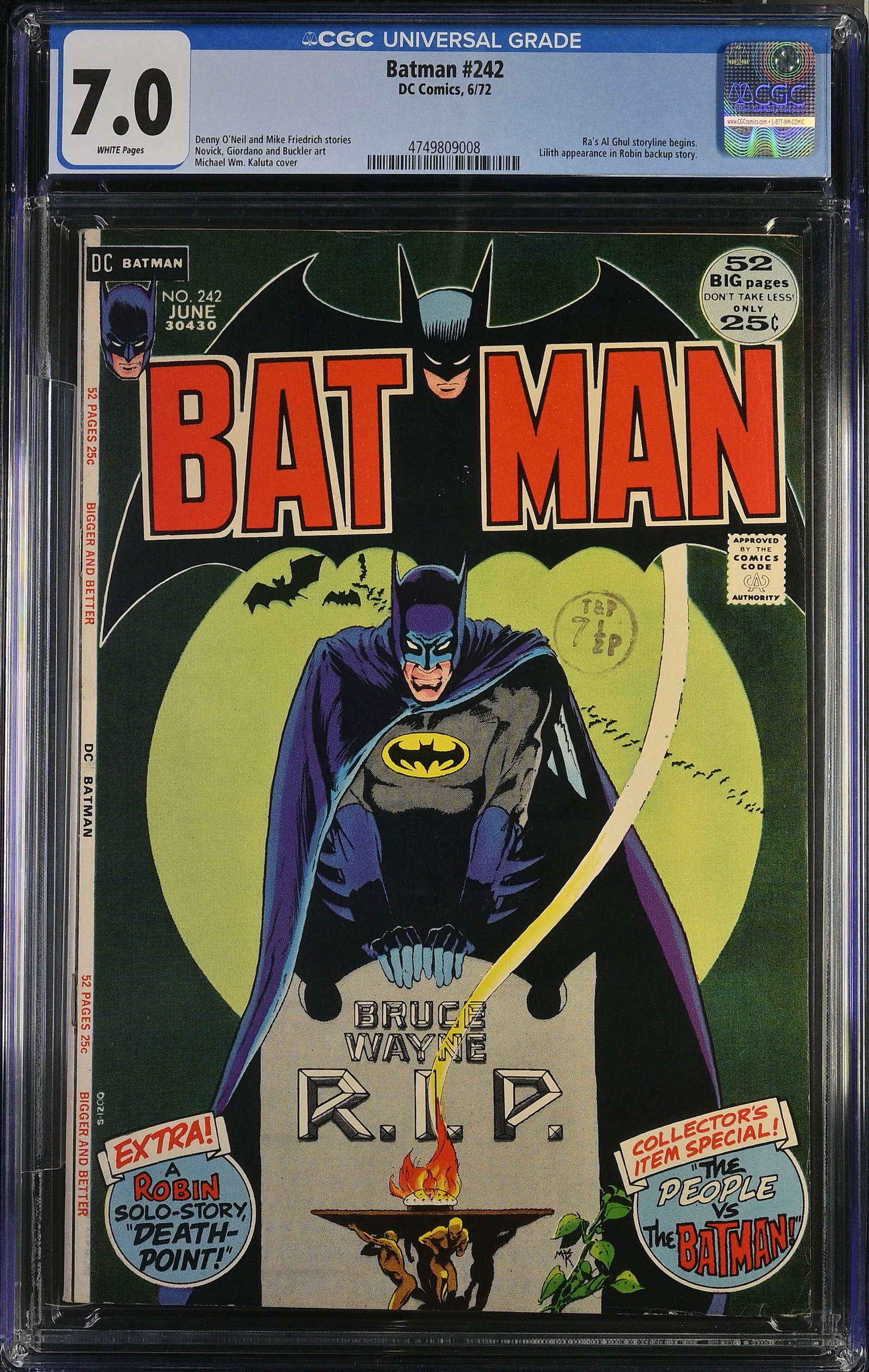 Batman #242 CGC 7.0 52 Page Giant (DC Comics, 1972) White Pages (1 of 2)