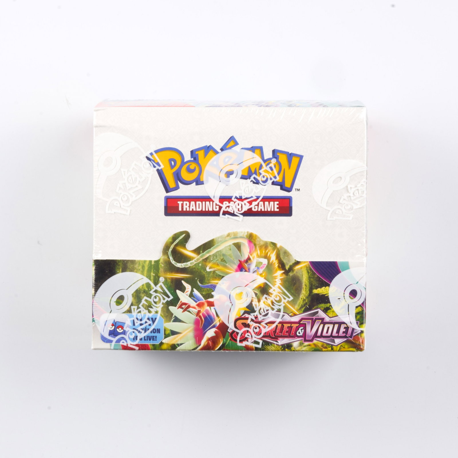 Scarlet & Violet Booster Box Sealed: A sealed booster box of the original Scarlet & Violet base set (released in English March 31, 2023), in factory fresh condition.