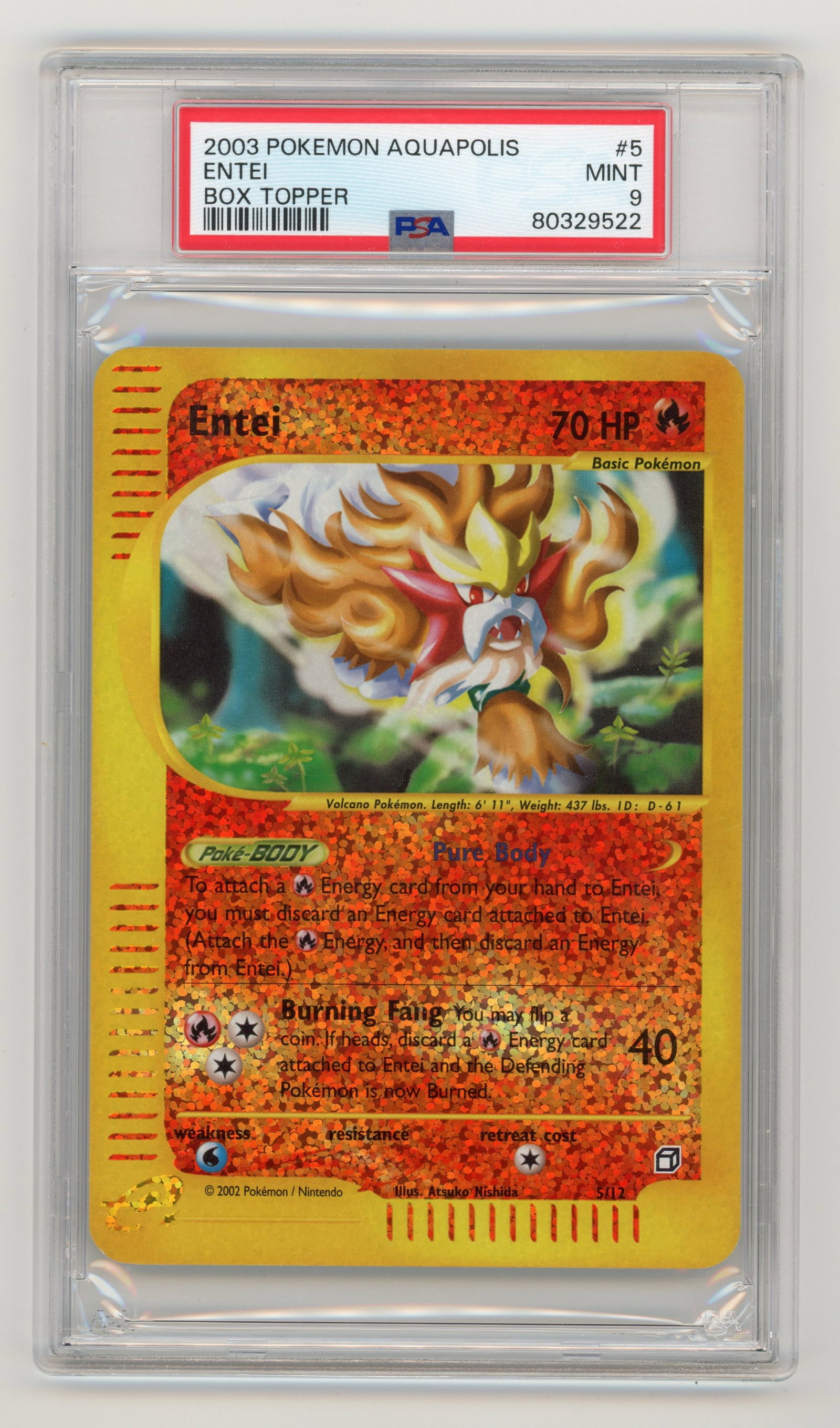 PSA 9 Entei #5 Box Topper Jumbo Aquapolis (1 of 2)