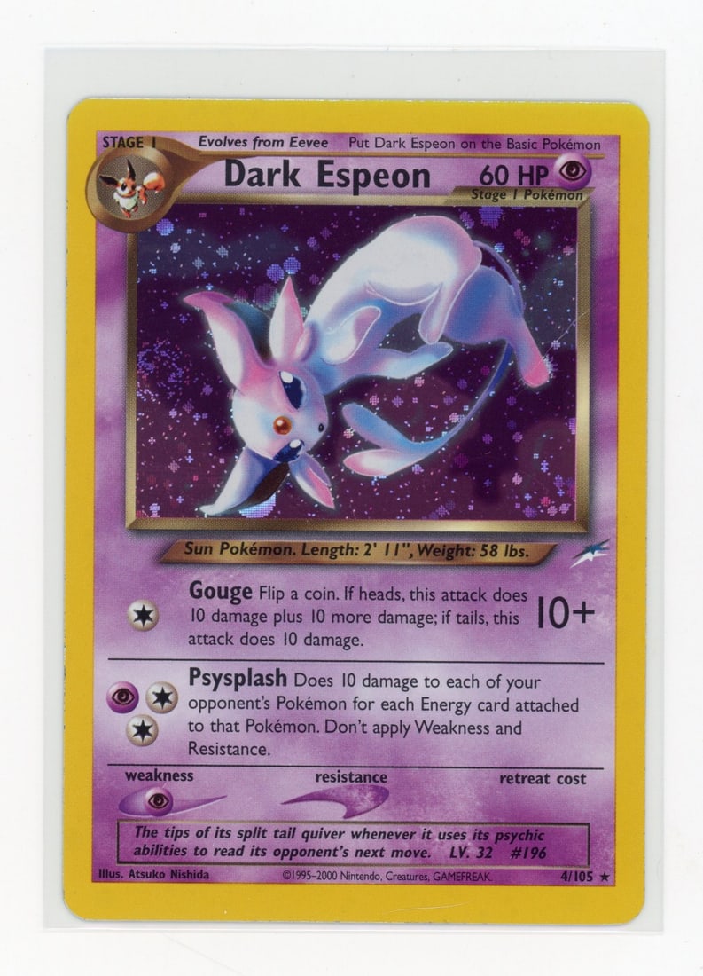Dark Espeon #4 Holo Neo Destiny - LP+: Dark Espeon #4 Holo from the Neo Destiny set, in Light Play+ condition with some light silvering and faint marks.