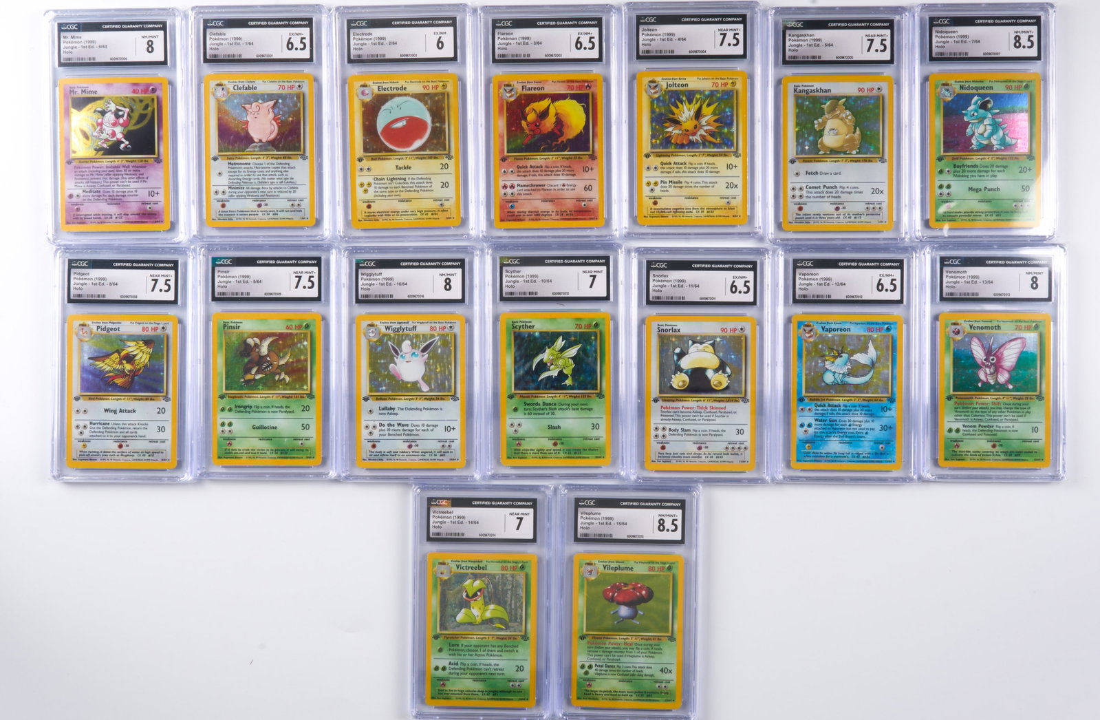 Jungle 1st Edition Complete Set - All Holos CGC Graded Avg. Condition LP+ to NM (1 of 2)