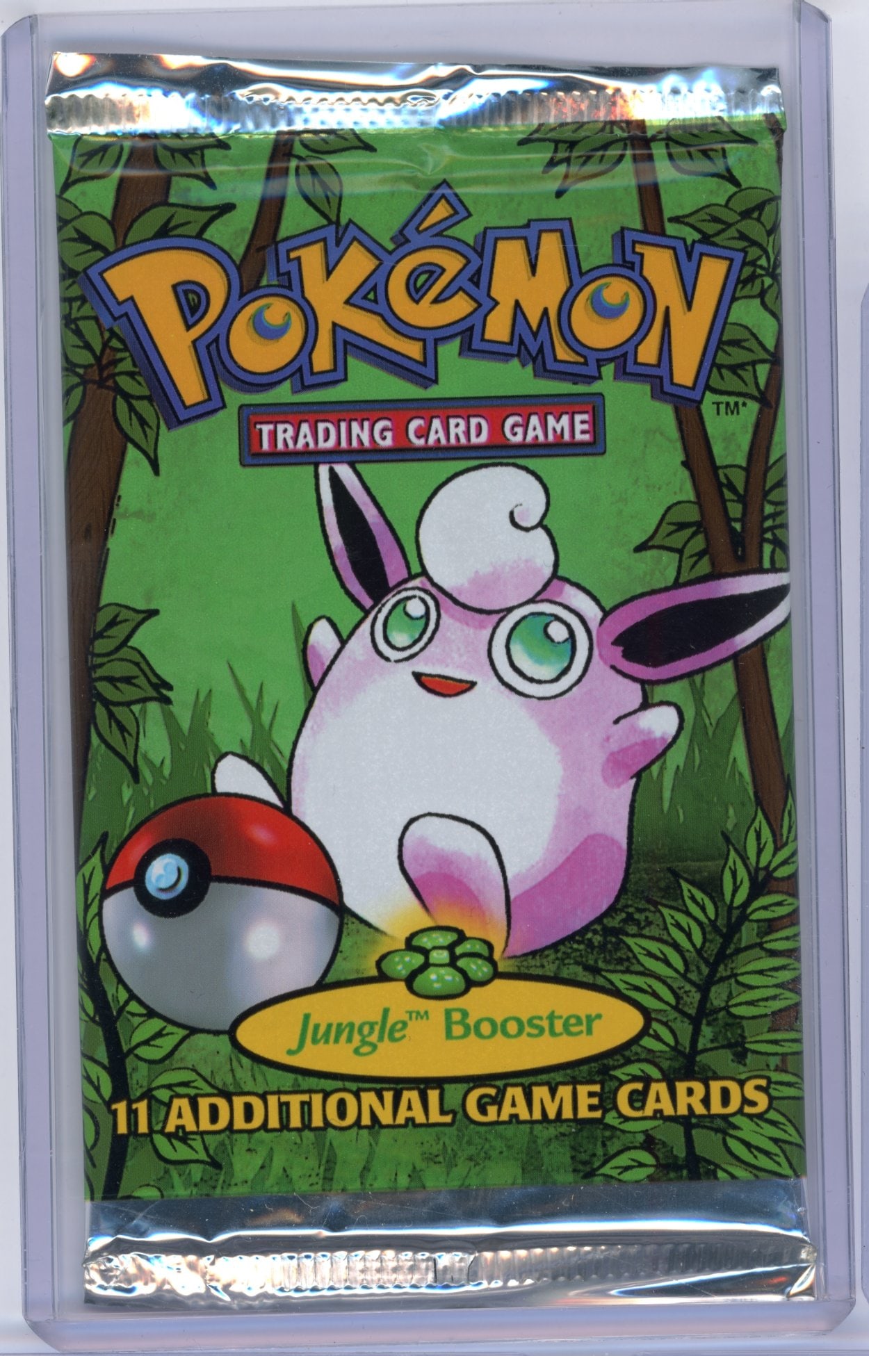Jungle (1999) Sealed Booster Pack - Wigglytuff Artwork (20.57g): A original 1999 Jungle Sealed Booster Pack, factory sealed and in excellent condition.This pack features the iconic Wigglytuff Artwork, and comes in at 20.57 grams.