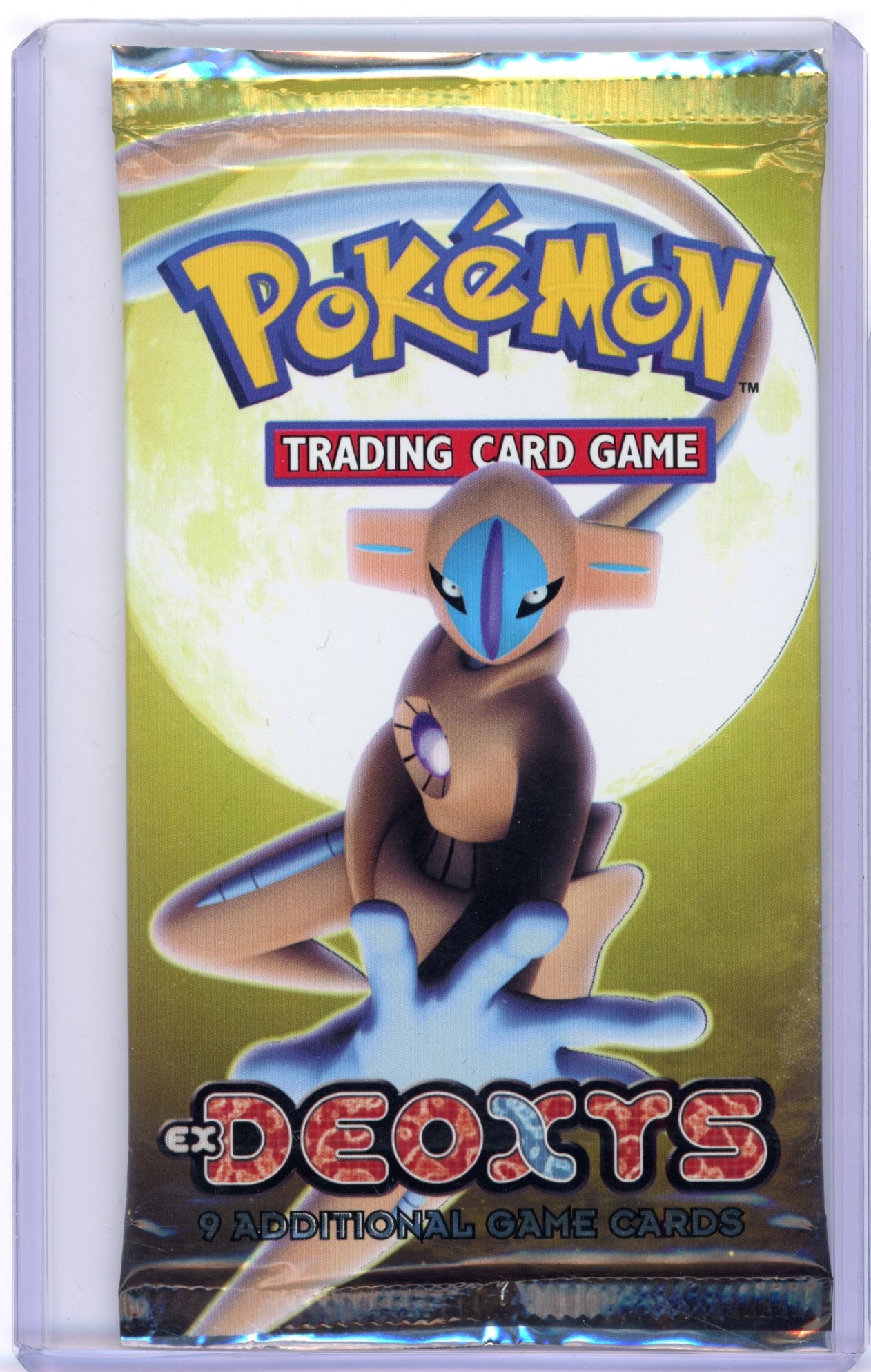 EX Deoxys Sealed Booster Pack - Deoxys Normal Forme Artwork (17.54g): An EX Deoxys Sealed Booster Pack, factory sealed and in excellent condition.This pack features the Deoxys Normal Forme Artwork, and comes in at 17.54 grams.