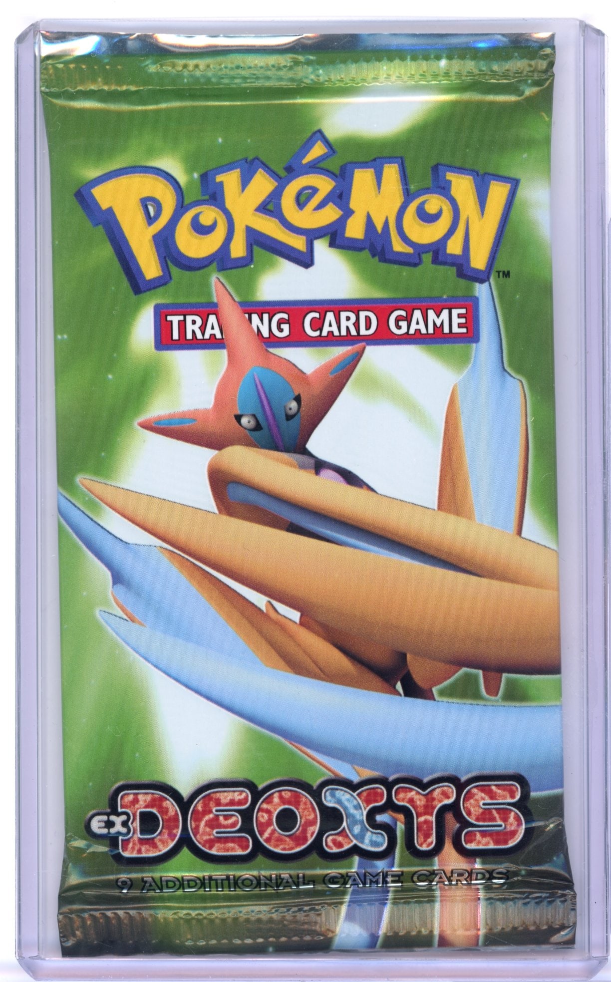 EX Deoxys Sealed Booster Pack - Deoxys Attack Forme Artwork (17.55g): An EX Deoxys Sealed Booster Pack, factory sealed and in excellent condition.This pack features the Deoxys Attack Forme Artwork, and comes in at 17.55 grams.