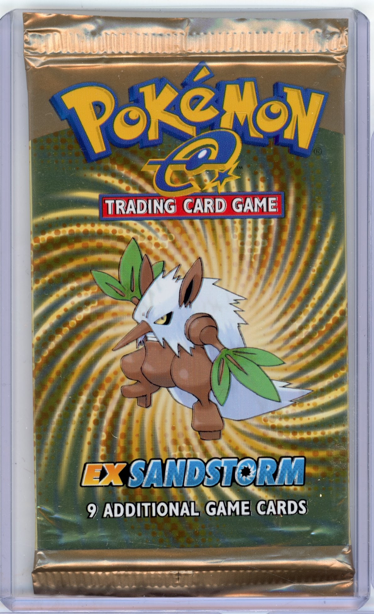 EX Sandstorm Sealed Booster Pack - Shiftry Artwork (17.18g): An EX Sandstorm Booster Pack, factory sealed and in excellent condition.This pack features the Shiftry artwork, and comes in at 17.18 grams.